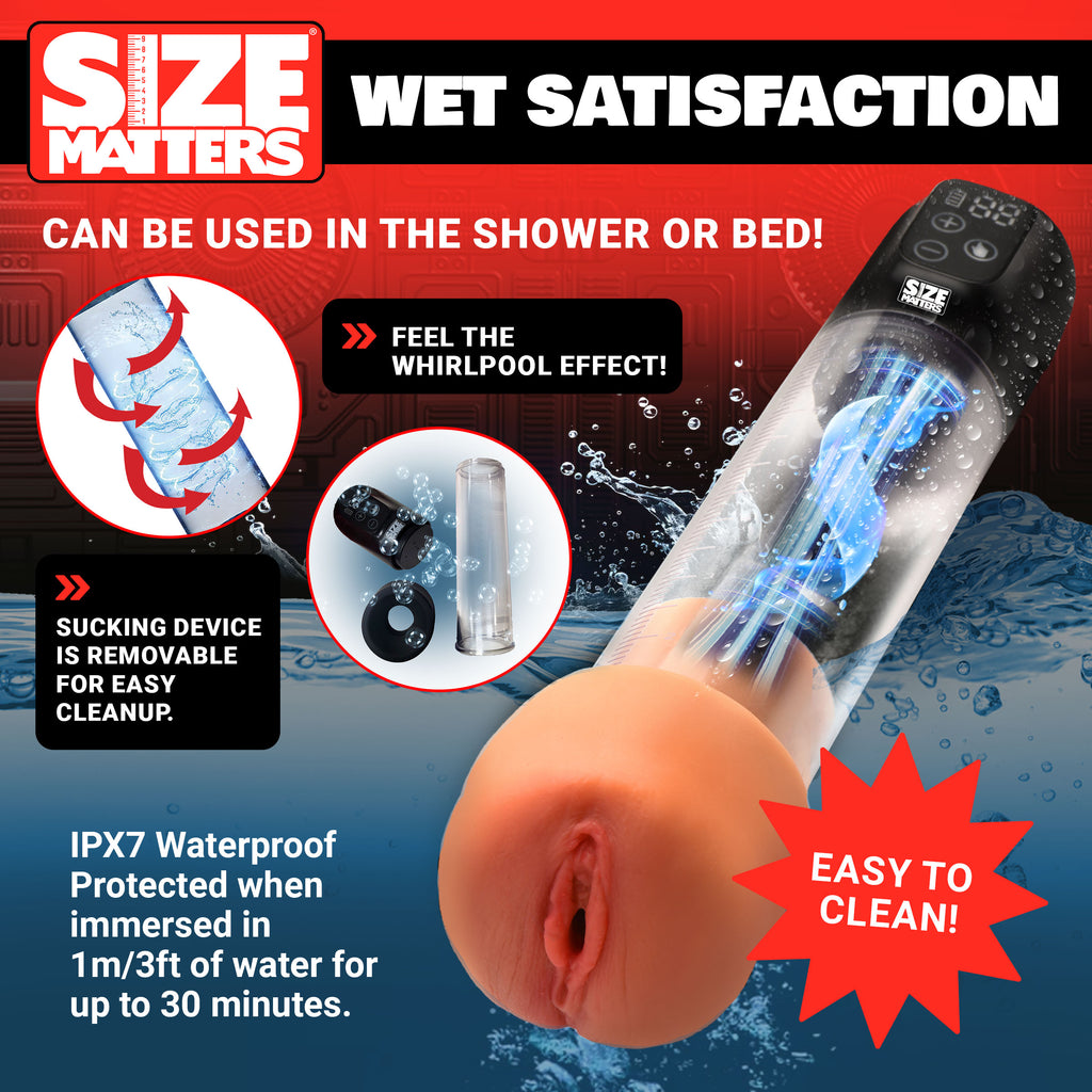 Size Matters Sucking Penis Pump with Attachments Black