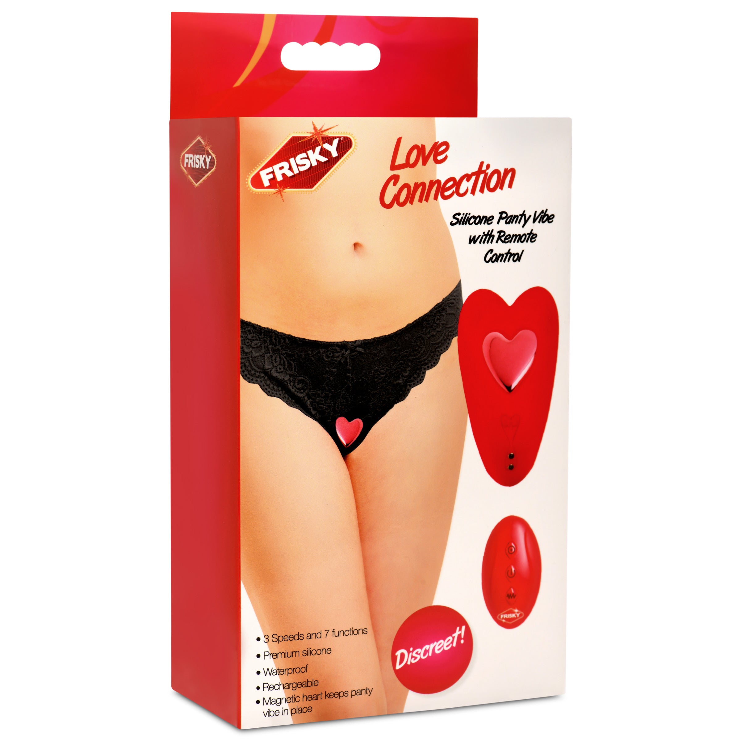 Frisky Love Connection Silicone Panty Vibe with Remote Control Red