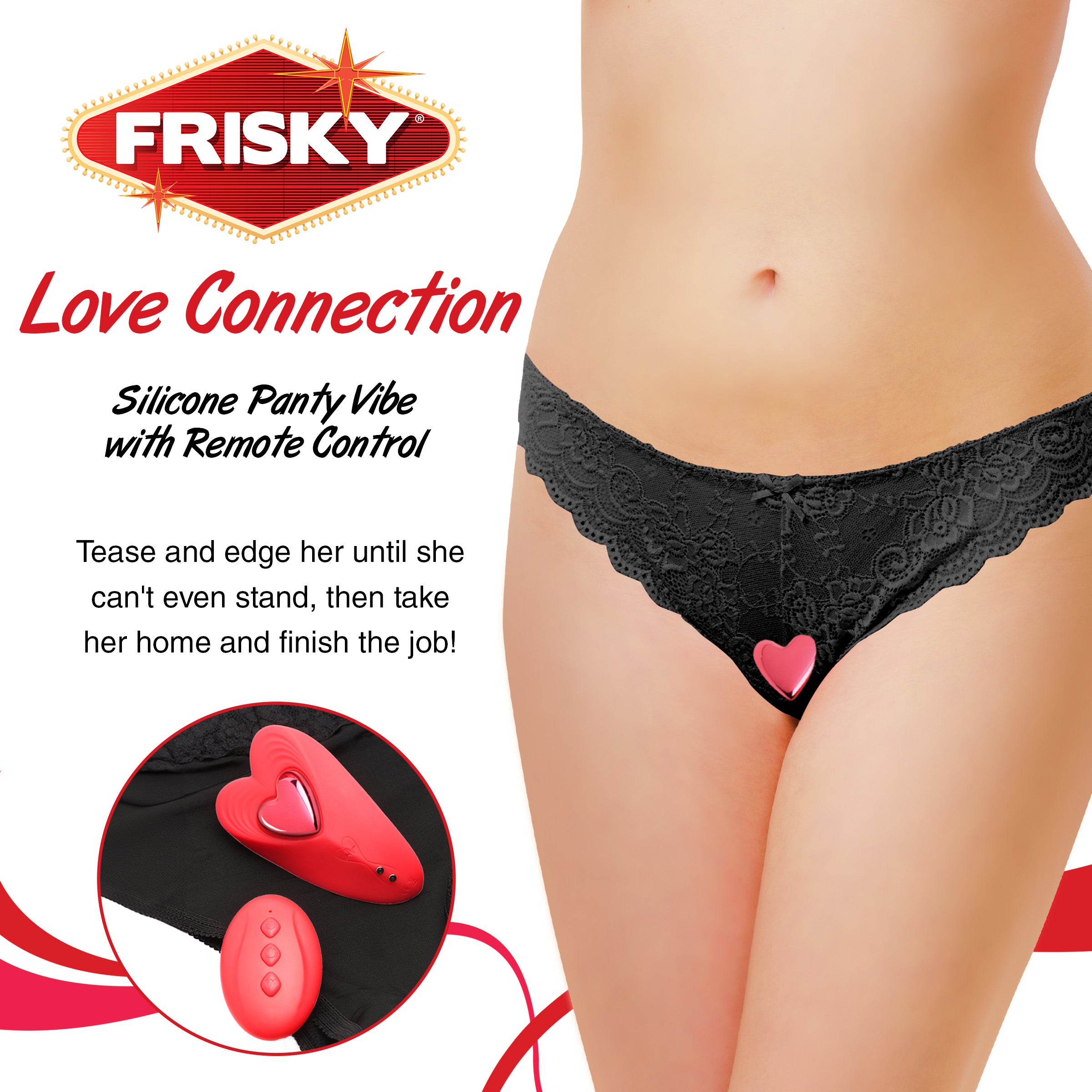 Frisky Love Connection Silicone Panty Vibe with Remote Control Red