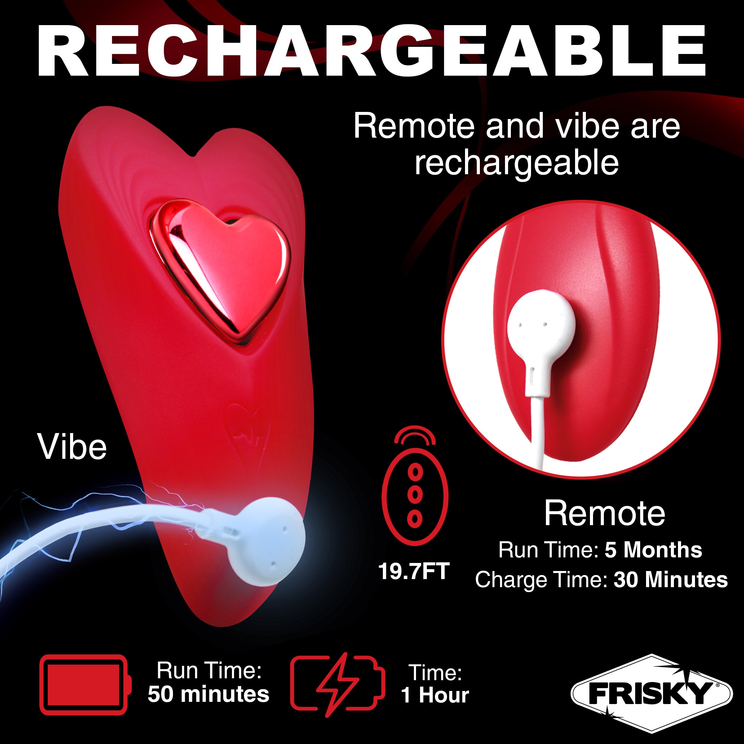 Frisky Love Connection Silicone Panty Vibe with Remote Control Red