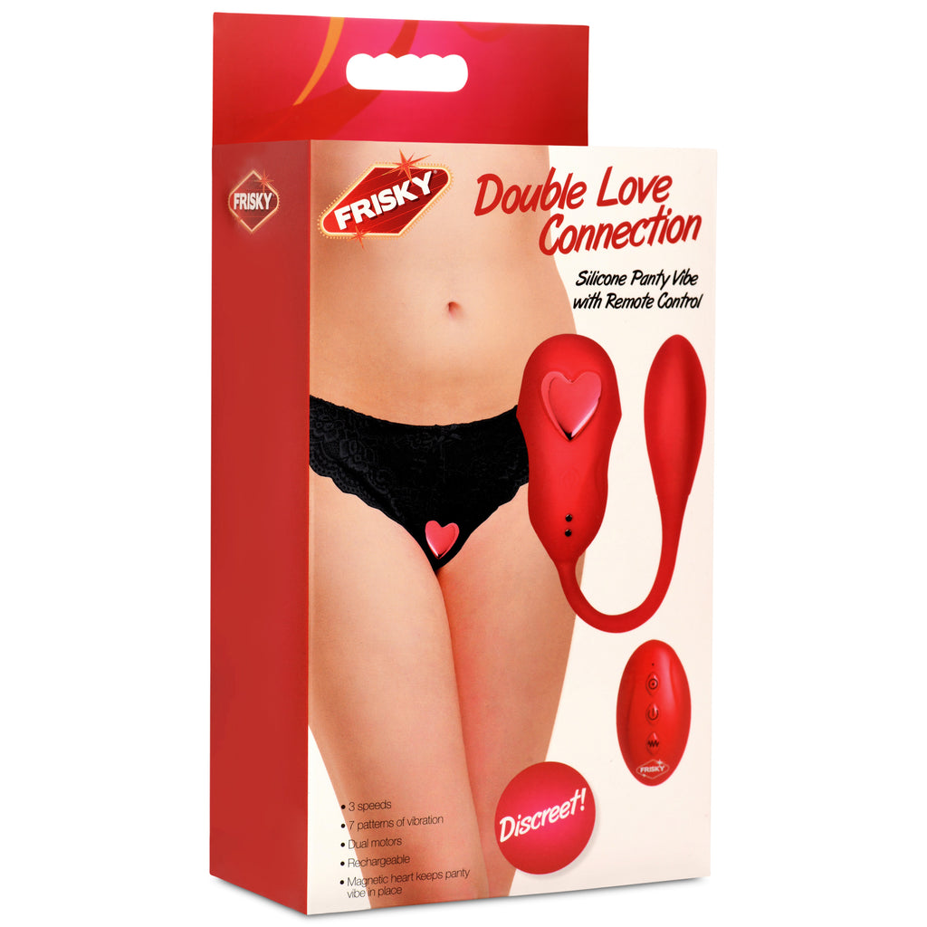 Frisky Double Love Connection Silicone Panty Vibe with Remote Control Red