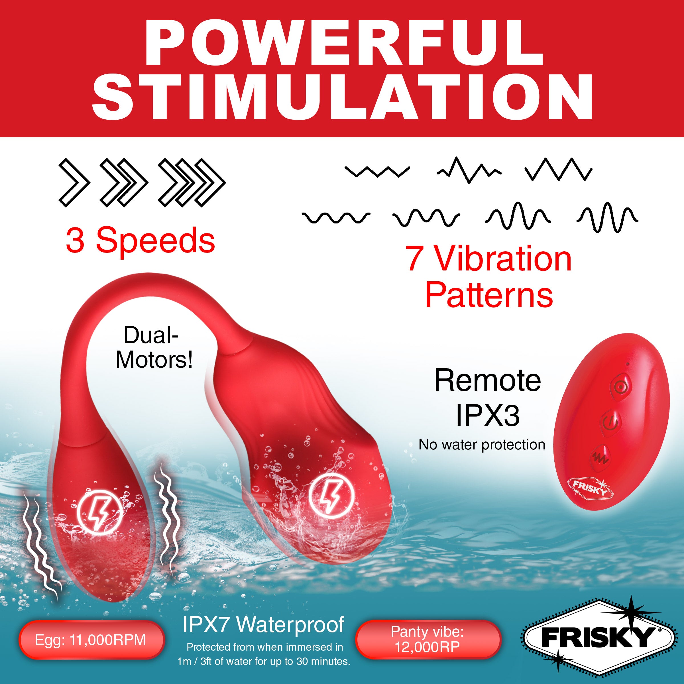 Frisky Double Love Connection Silicone Panty Vibe with Remote Control Red