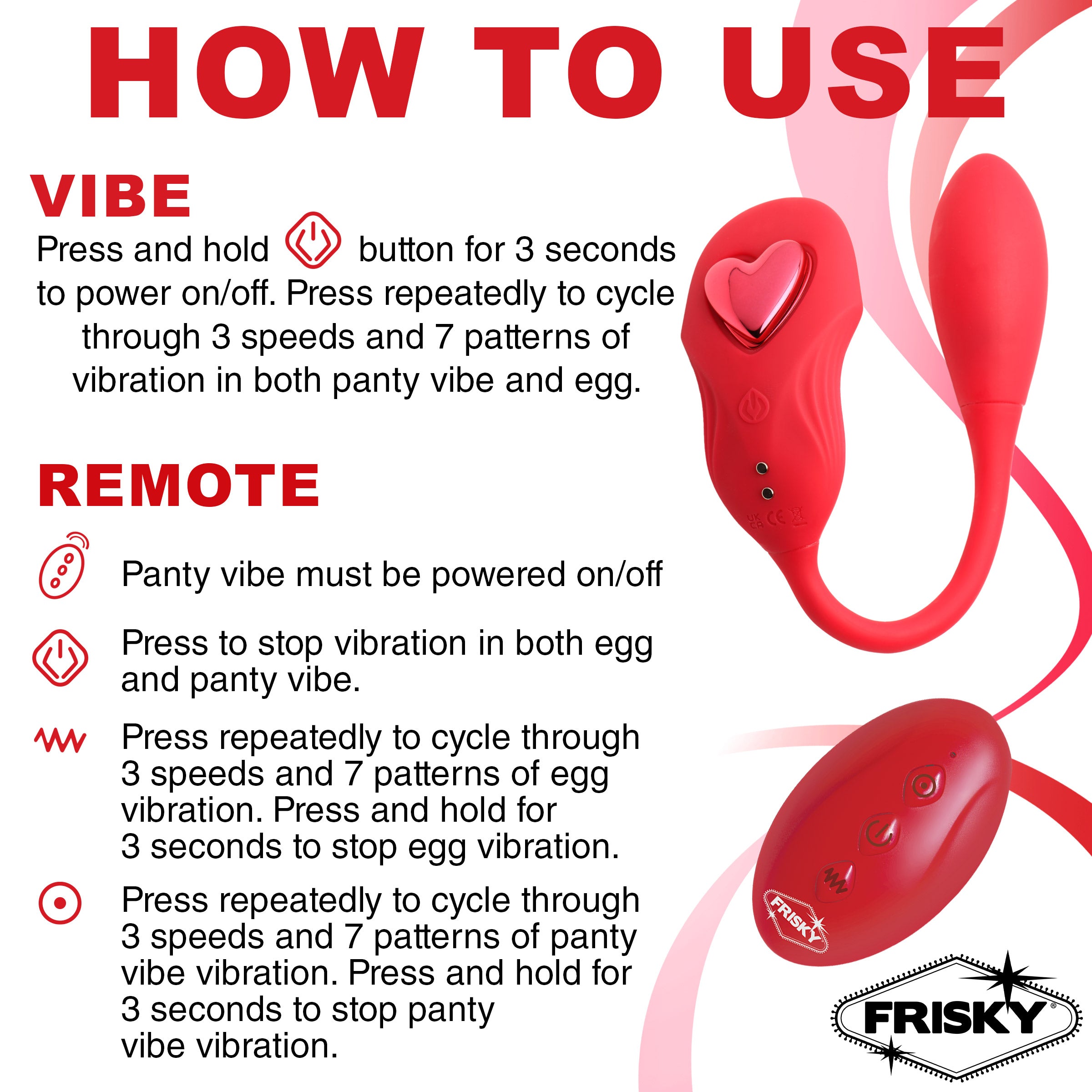 Frisky Double Love Connection Silicone Panty Vibe with Remote Control Red
