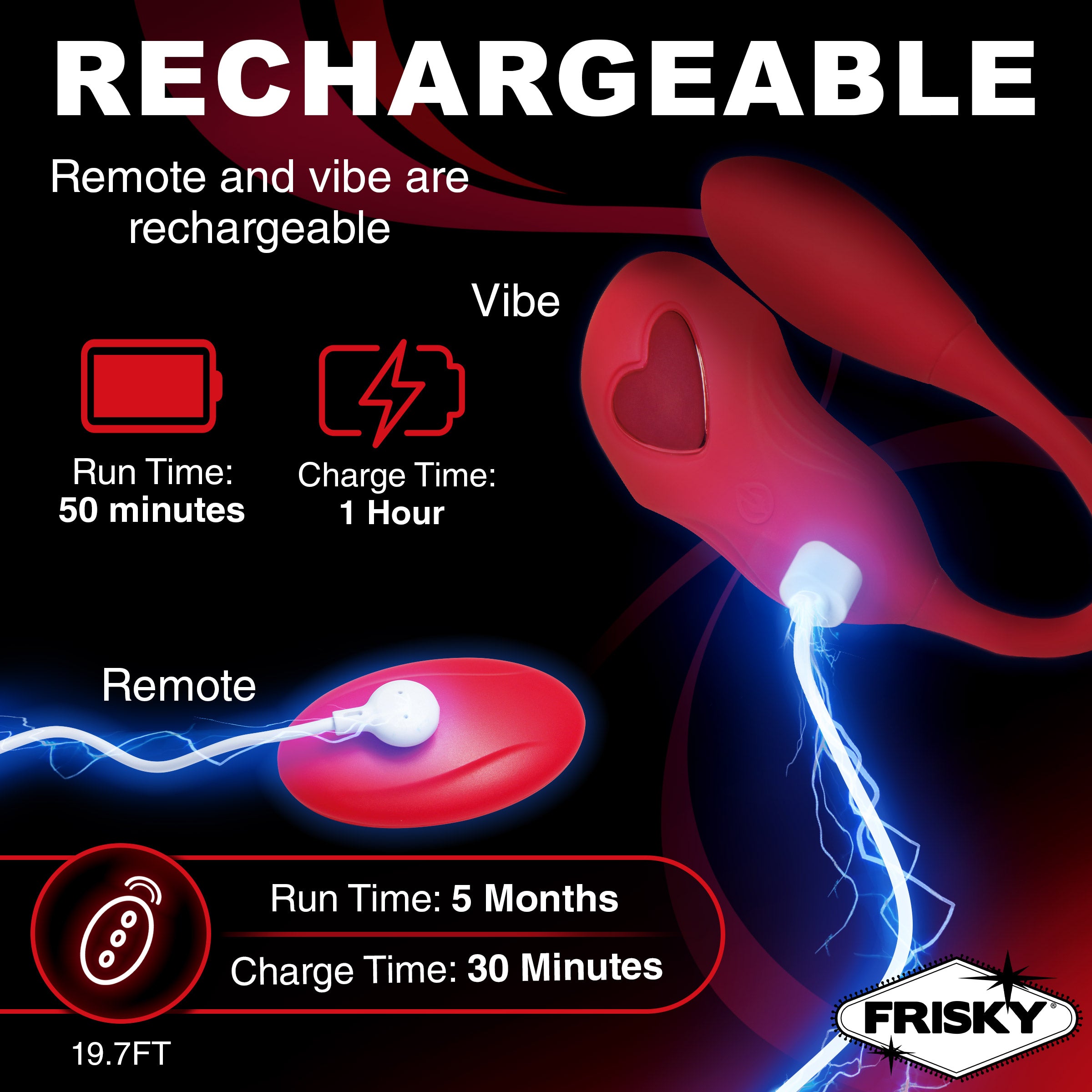 Frisky Double Love Connection Silicone Panty Vibe with Remote Control Red