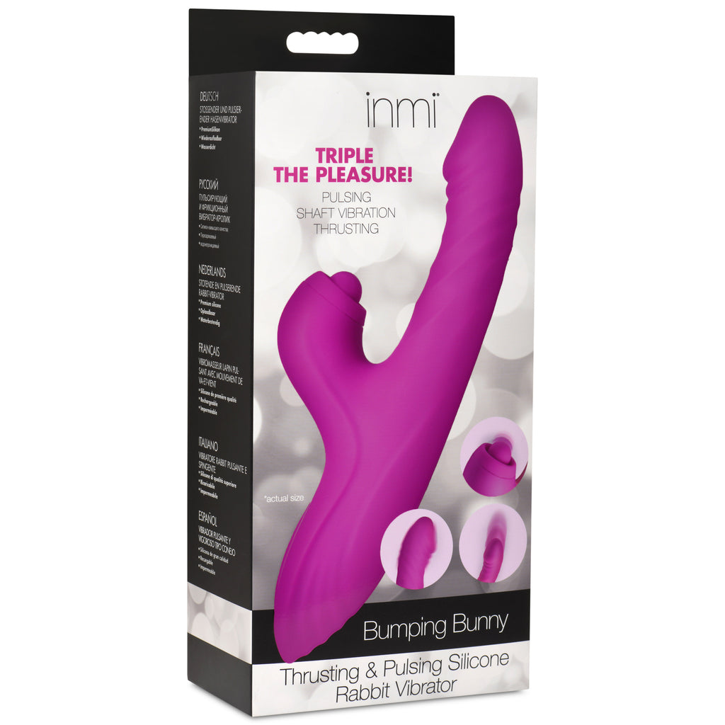 Inmi Bumping Bunny Thrusting & Pulsing Silicone Rabbit Vibrator Pink