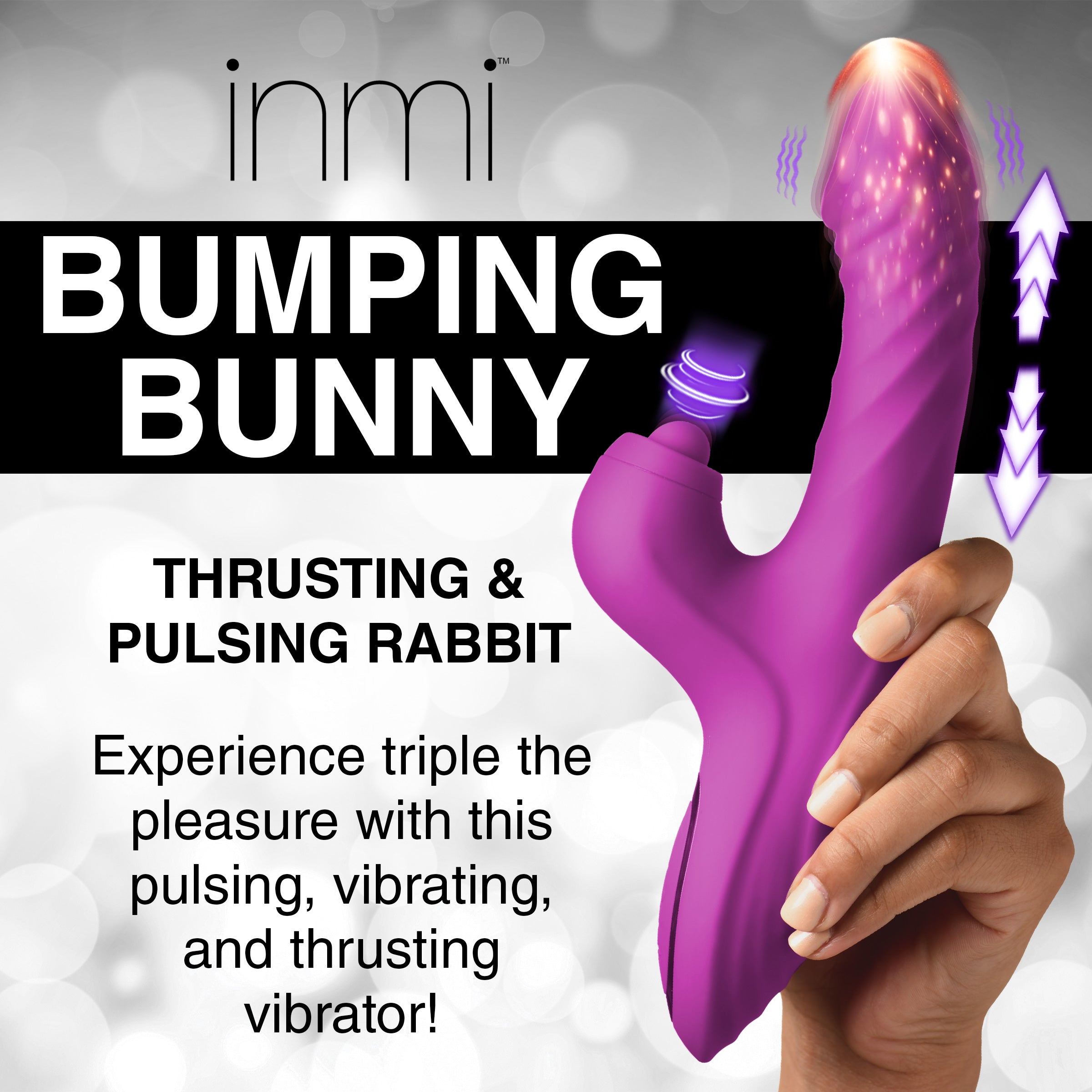 Inmi Bumping Bunny Thrusting & Pulsing Silicone Rabbit Vibrator Pink