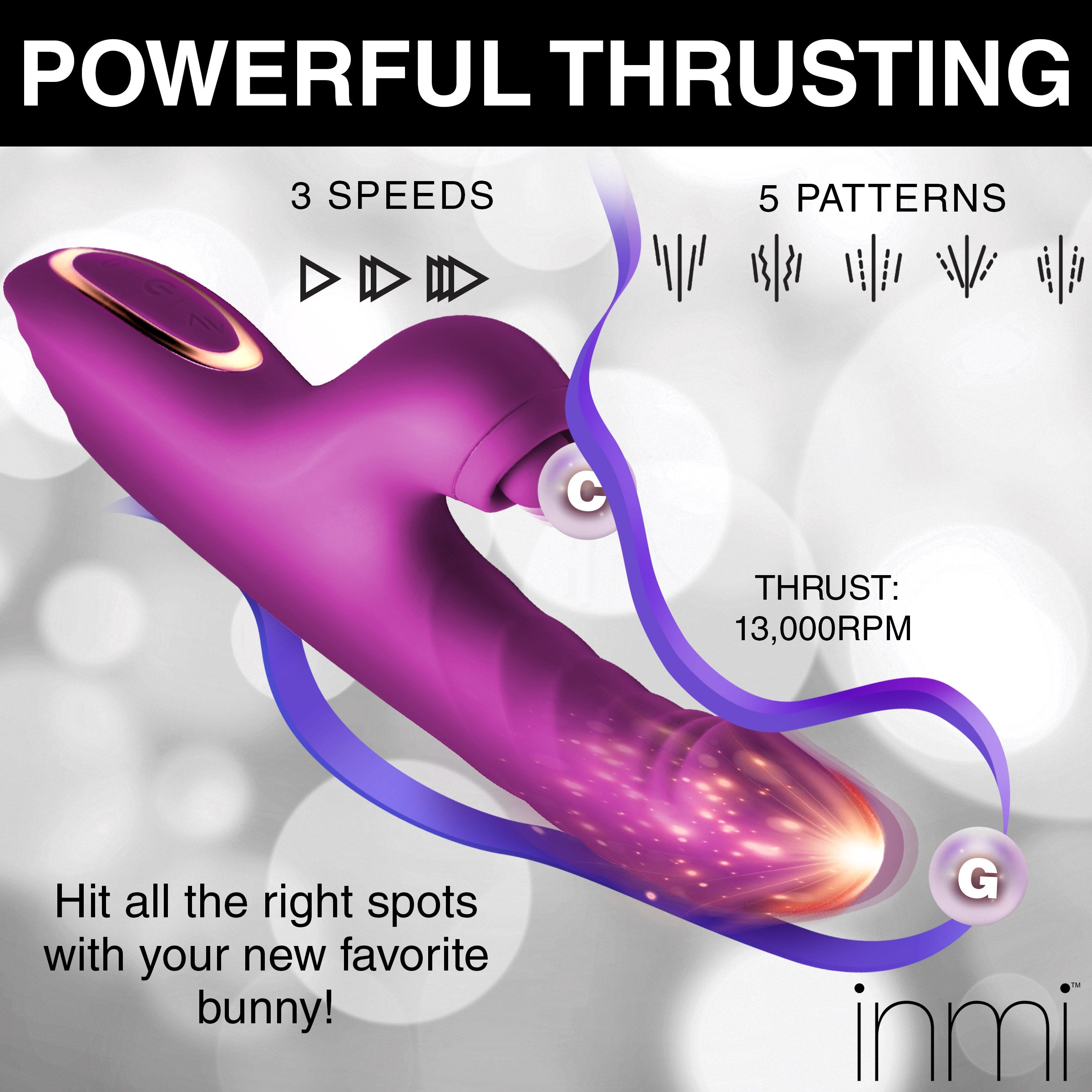 Inmi Bumping Bunny Thrusting & Pulsing Silicone Rabbit Vibrator Pink