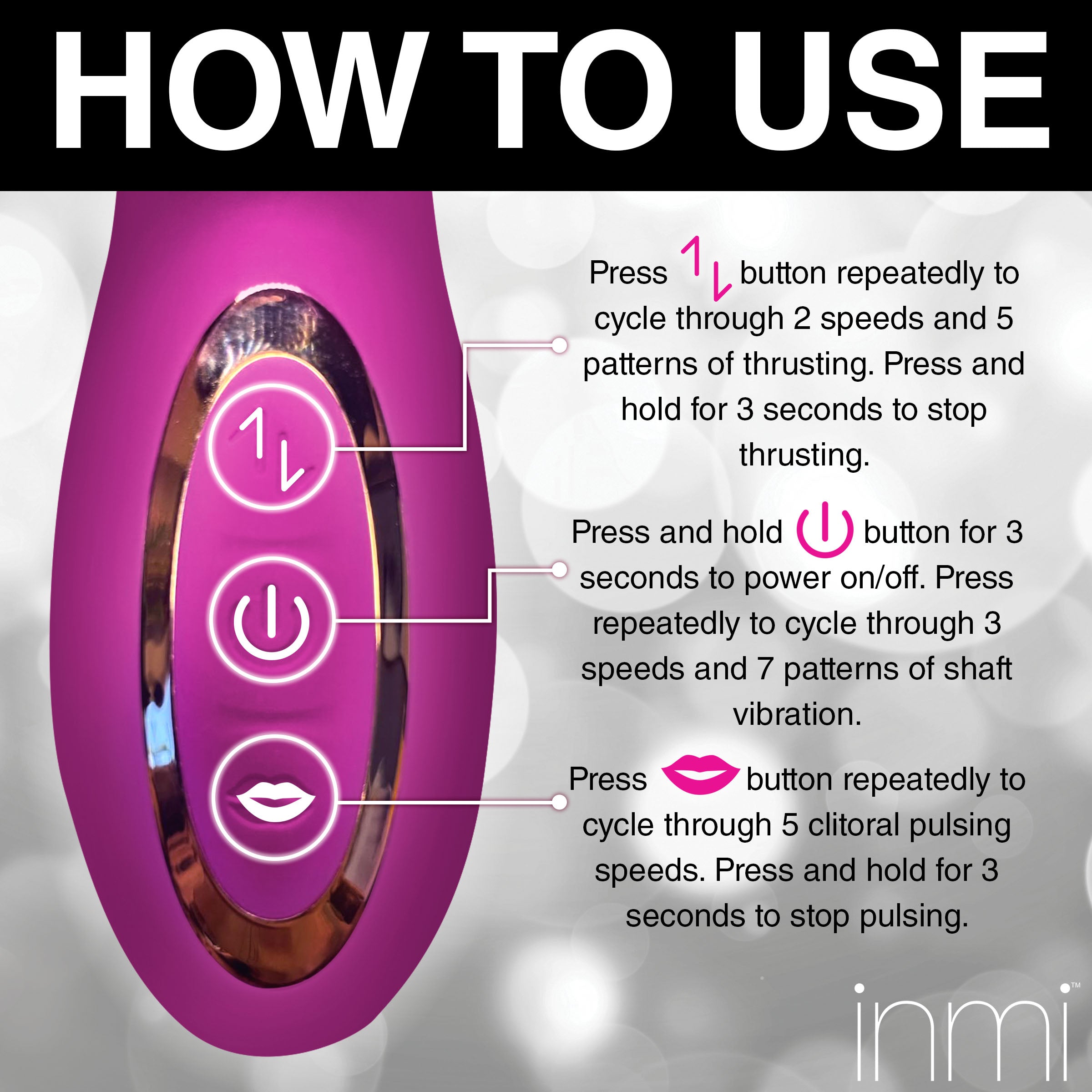 Inmi Bumping Bunny Thrusting & Pulsing Silicone Rabbit Vibrator Pink