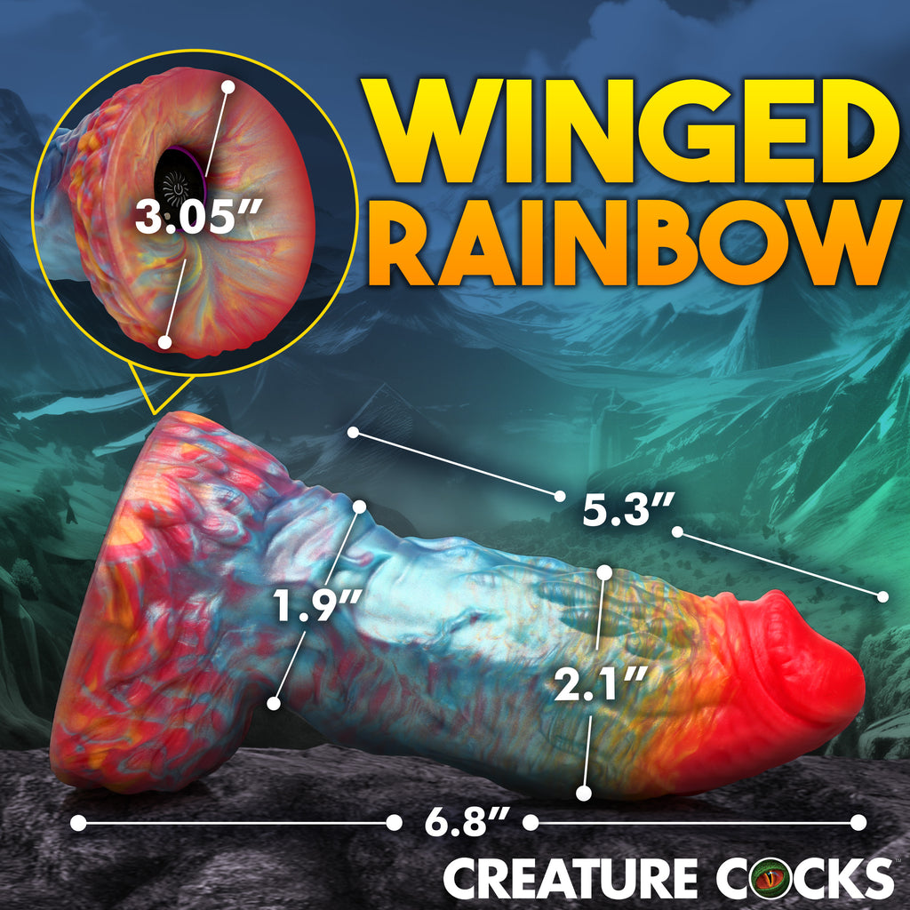 Creature Cocks Rainbow Phoenix Vibrating Silicone Dildo with Remote Multi