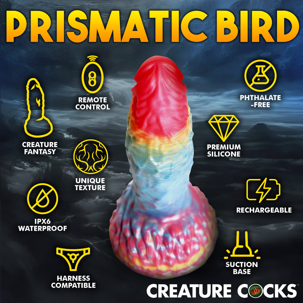 Creature Cocks Rainbow Phoenix Vibrating Silicone Dildo with Remote Multi