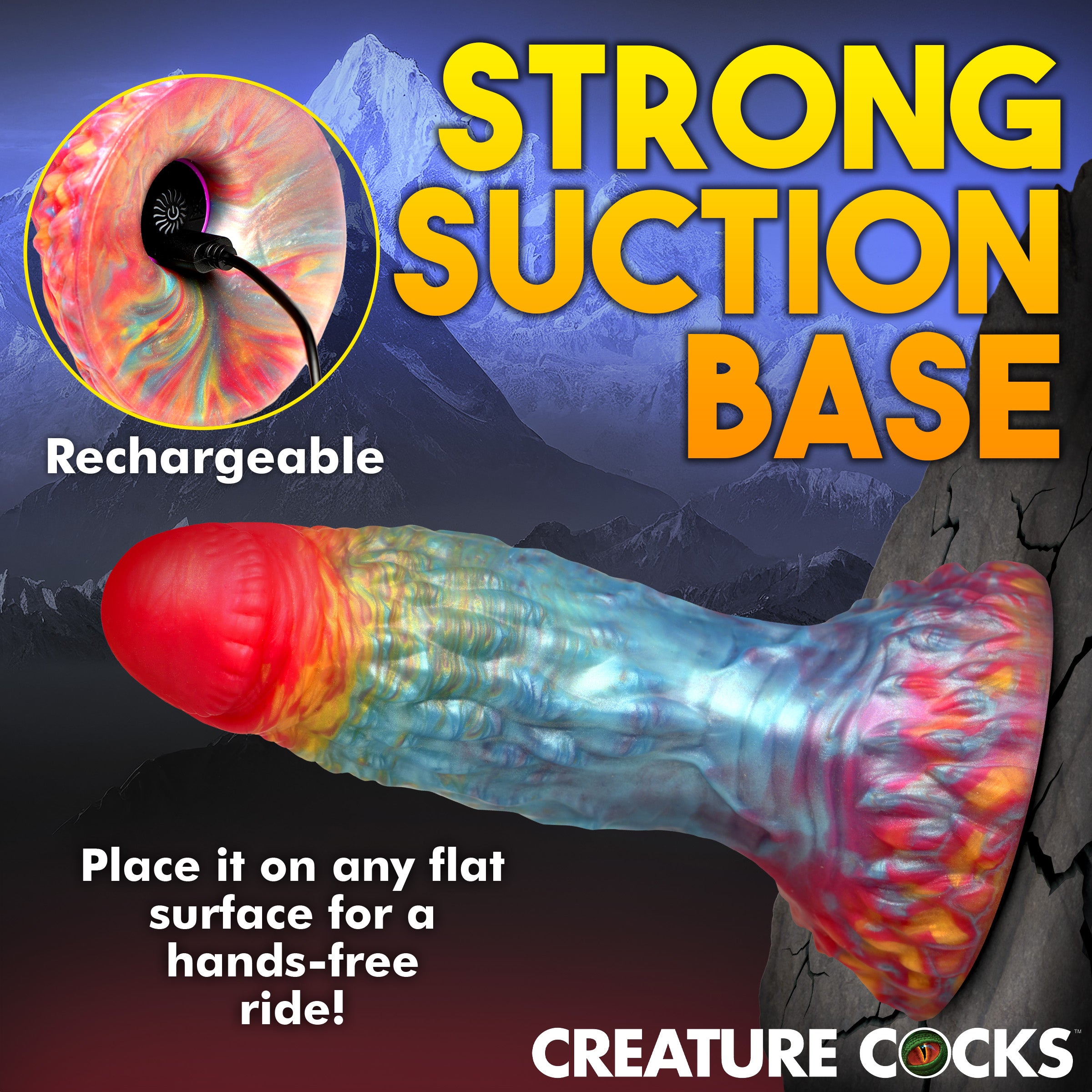 Creature Cocks Rainbow Phoenix Vibrating Silicone Dildo with Remote Multi