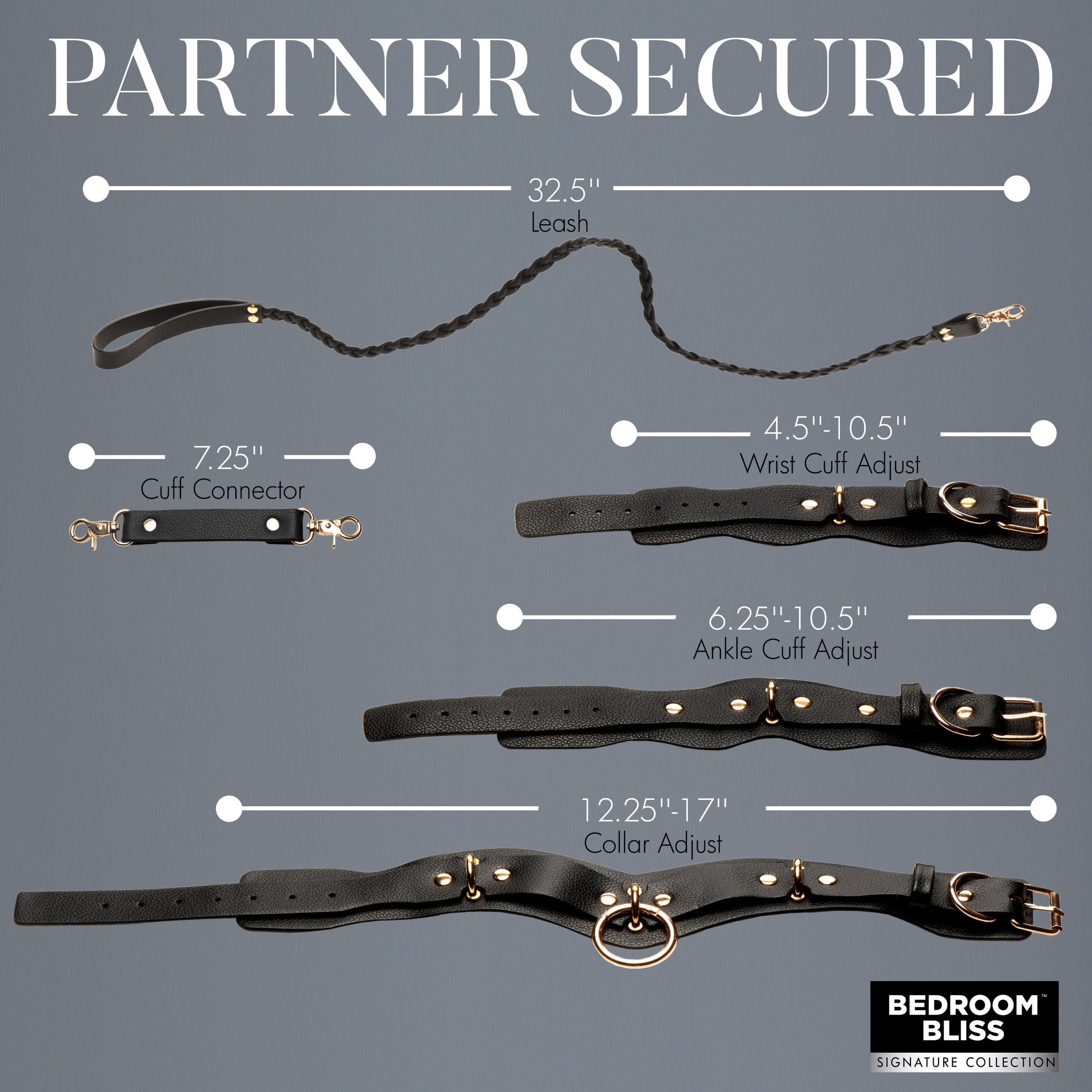 Bedroom Bliss Signature Collection Lover's Restraints Set - Black Black