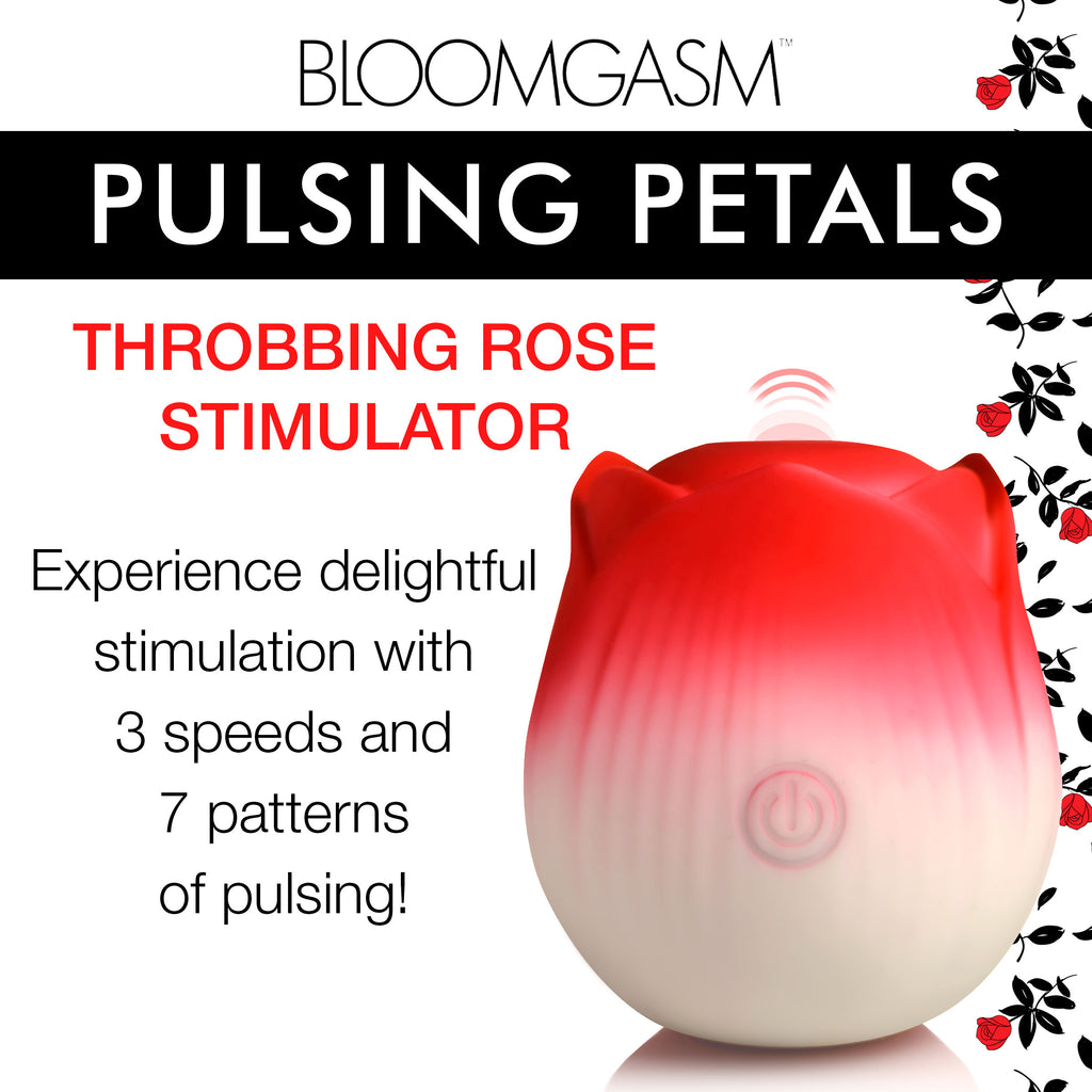 Bloomgasm Pulsing Petals Throbbing Rose Clit Stimulator - Pink Red