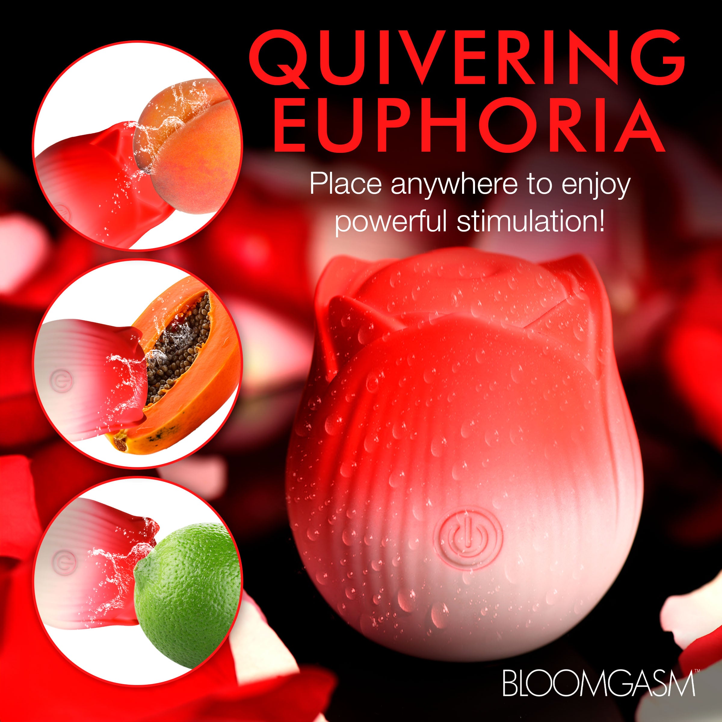 Bloomgasm Pulsing Petals Throbbing Rose Clit Stimulator - Pink Red