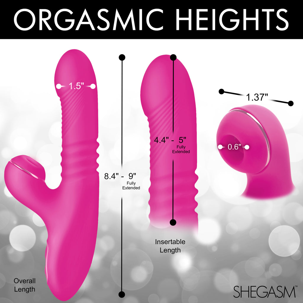 Shegasm Pro-Thrust Thrusting Suction Silicone Rabbit Vibrator Pink