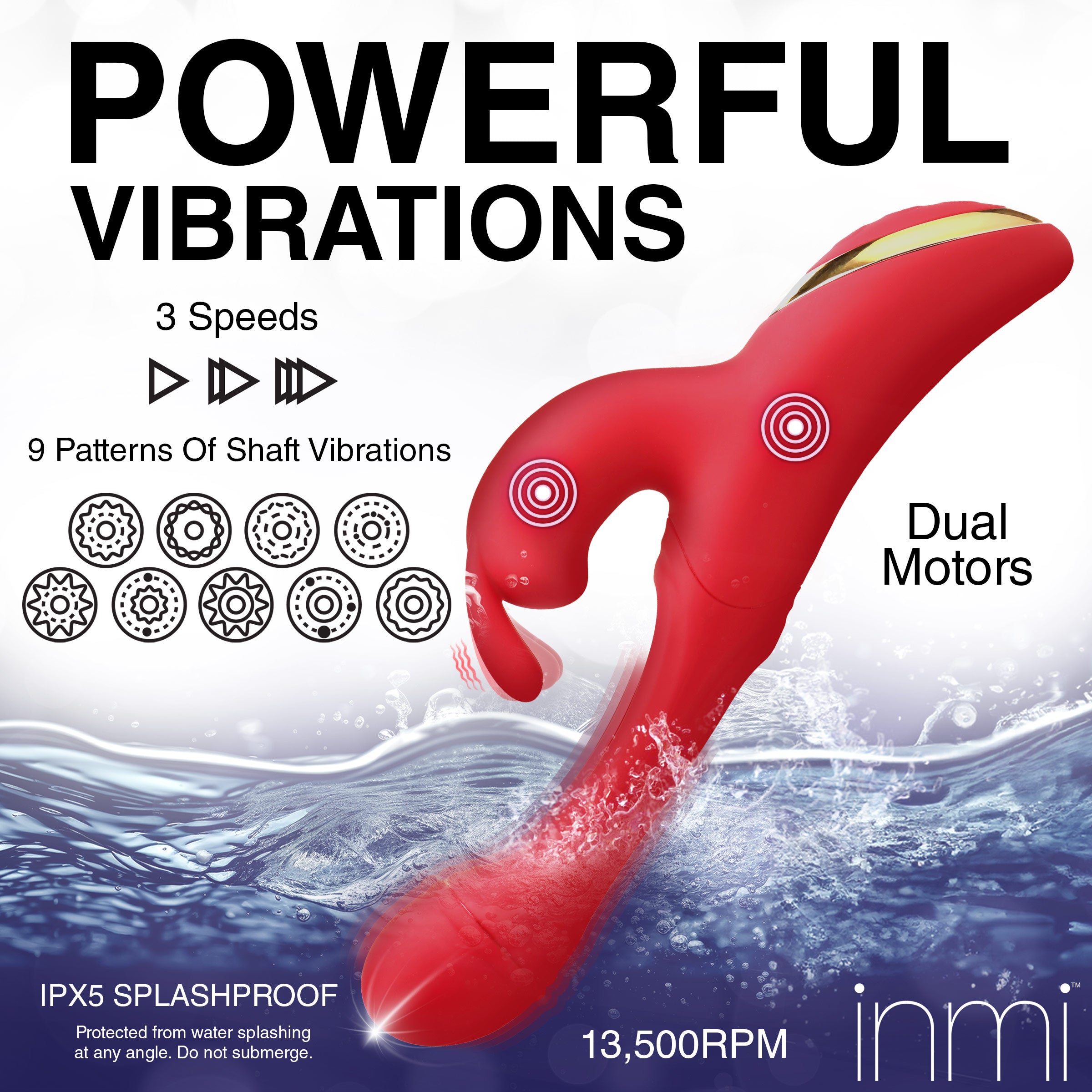 Inmi Flicking Silicone Rabbit Vibrator Red