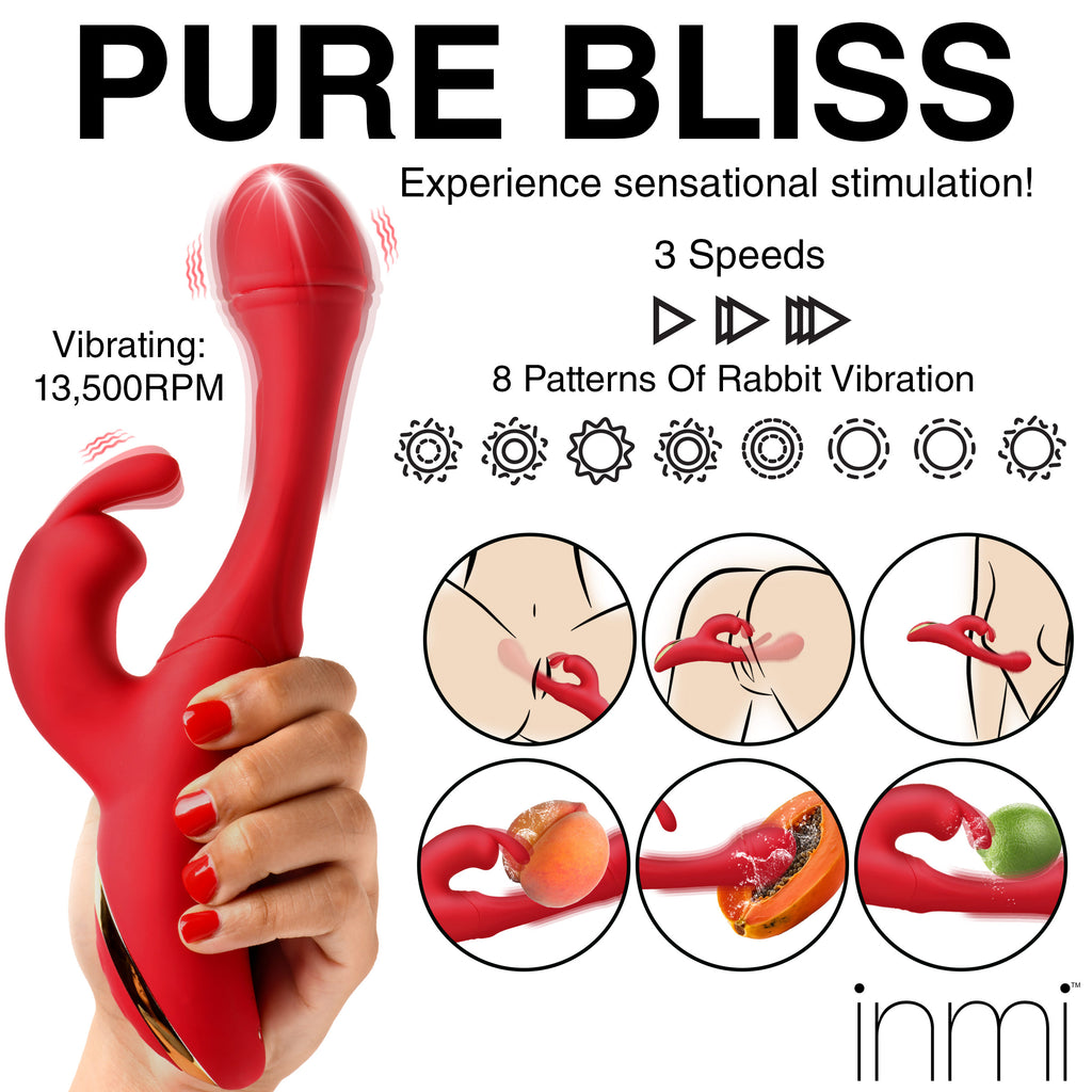 Inmi Flicking Silicone Rabbit Vibrator Red
