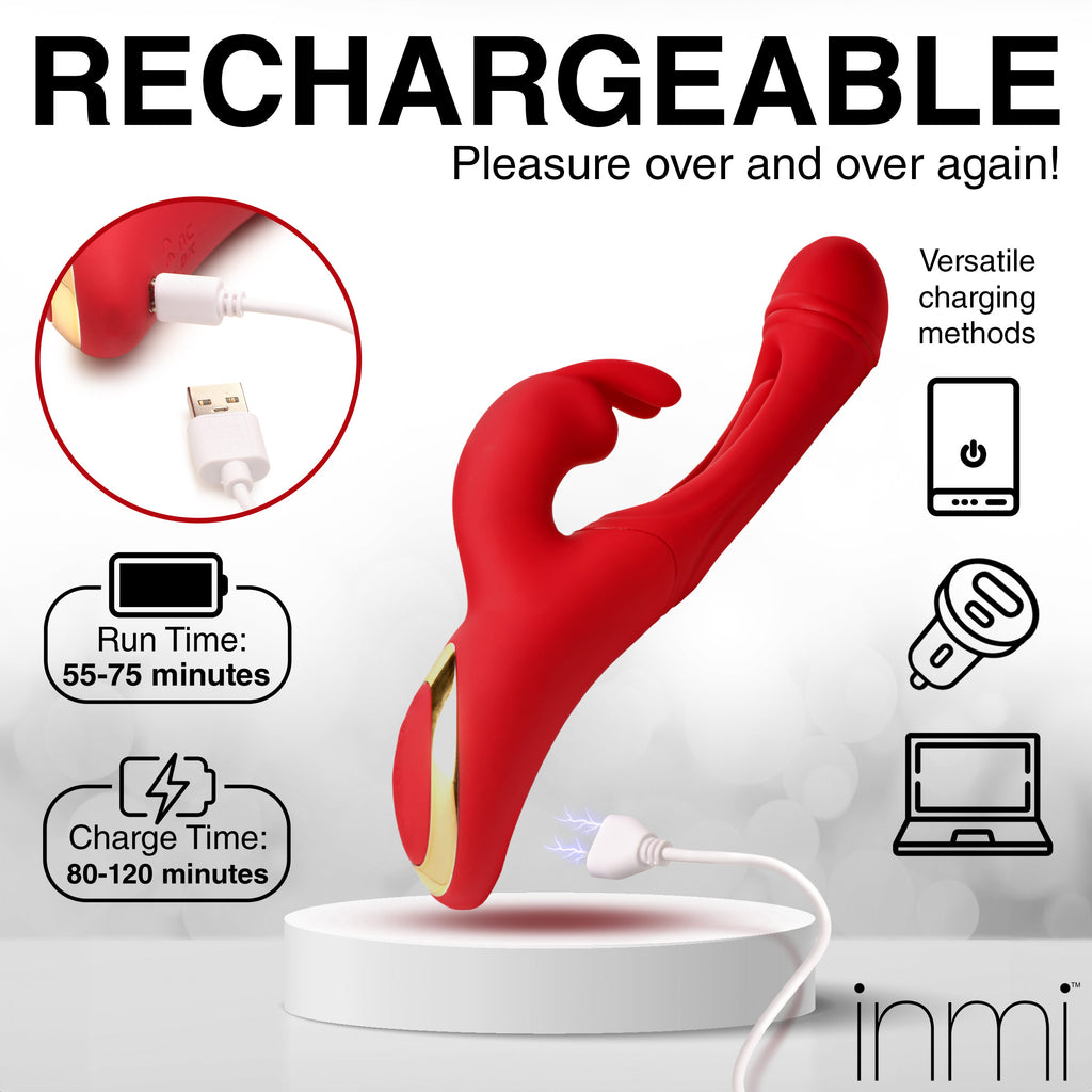 Inmi Flicking Silicone Rabbit Vibrator Red