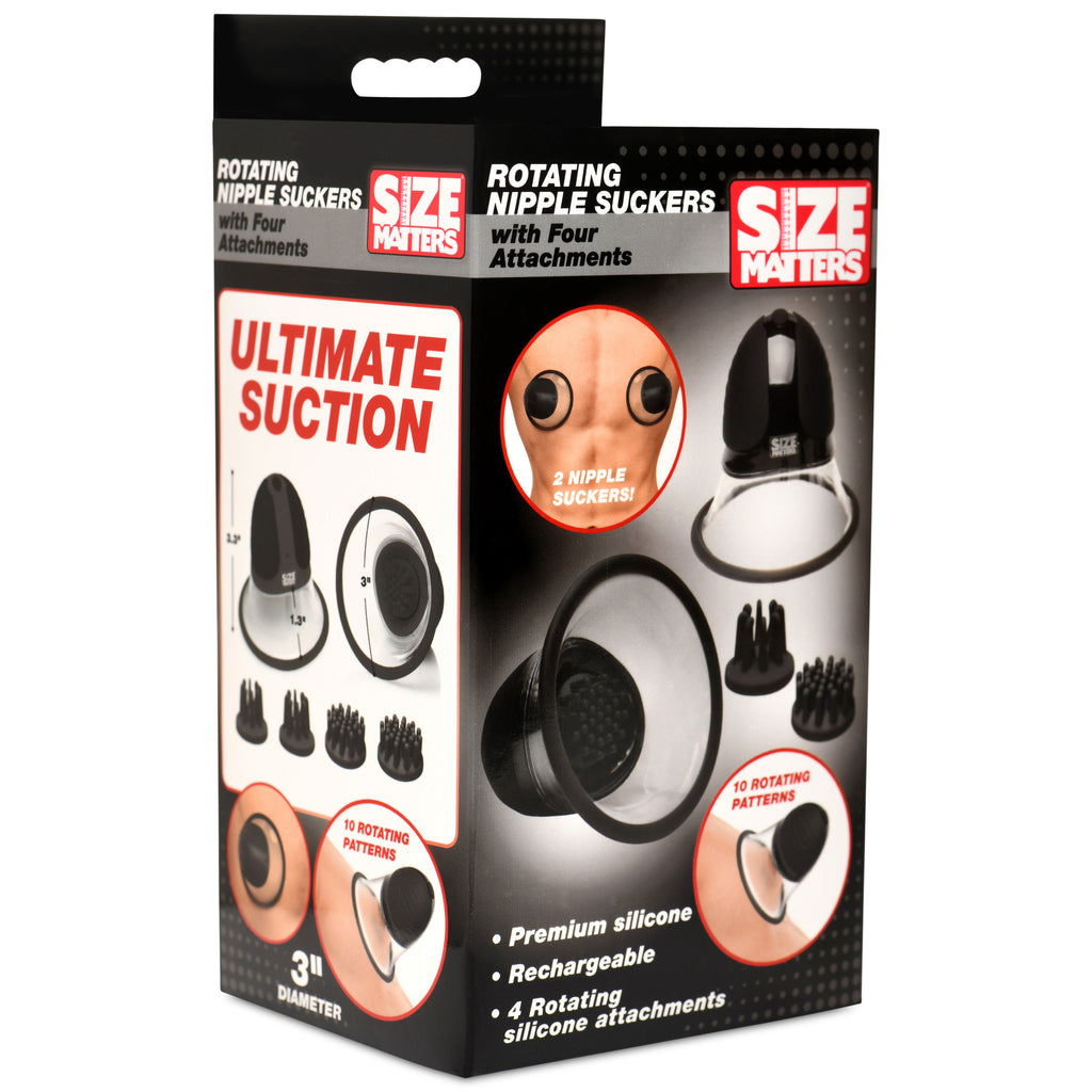 Size Matters 10X Rotating Nipple Suckers with 4 Attachments Black