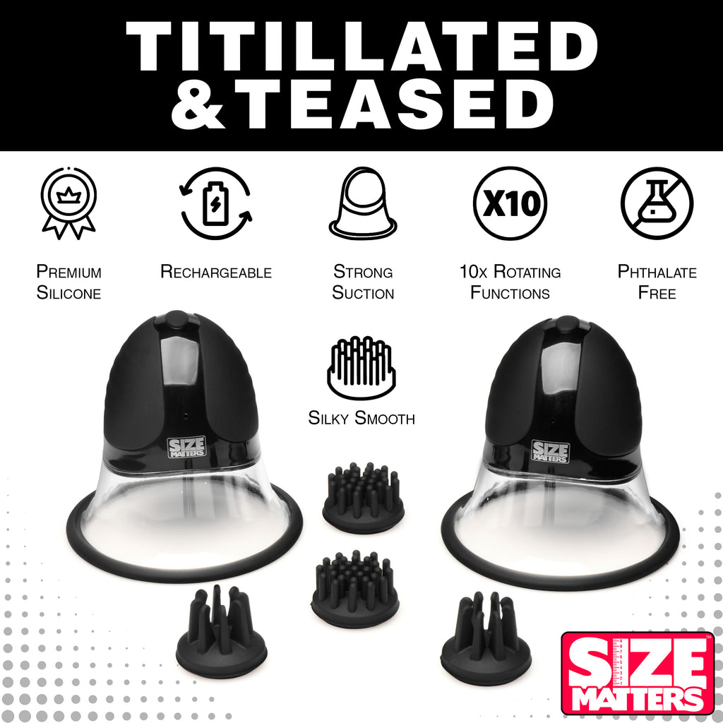 Size Matters 10X Rotating Nipple Suckers with 4 Attachments Black