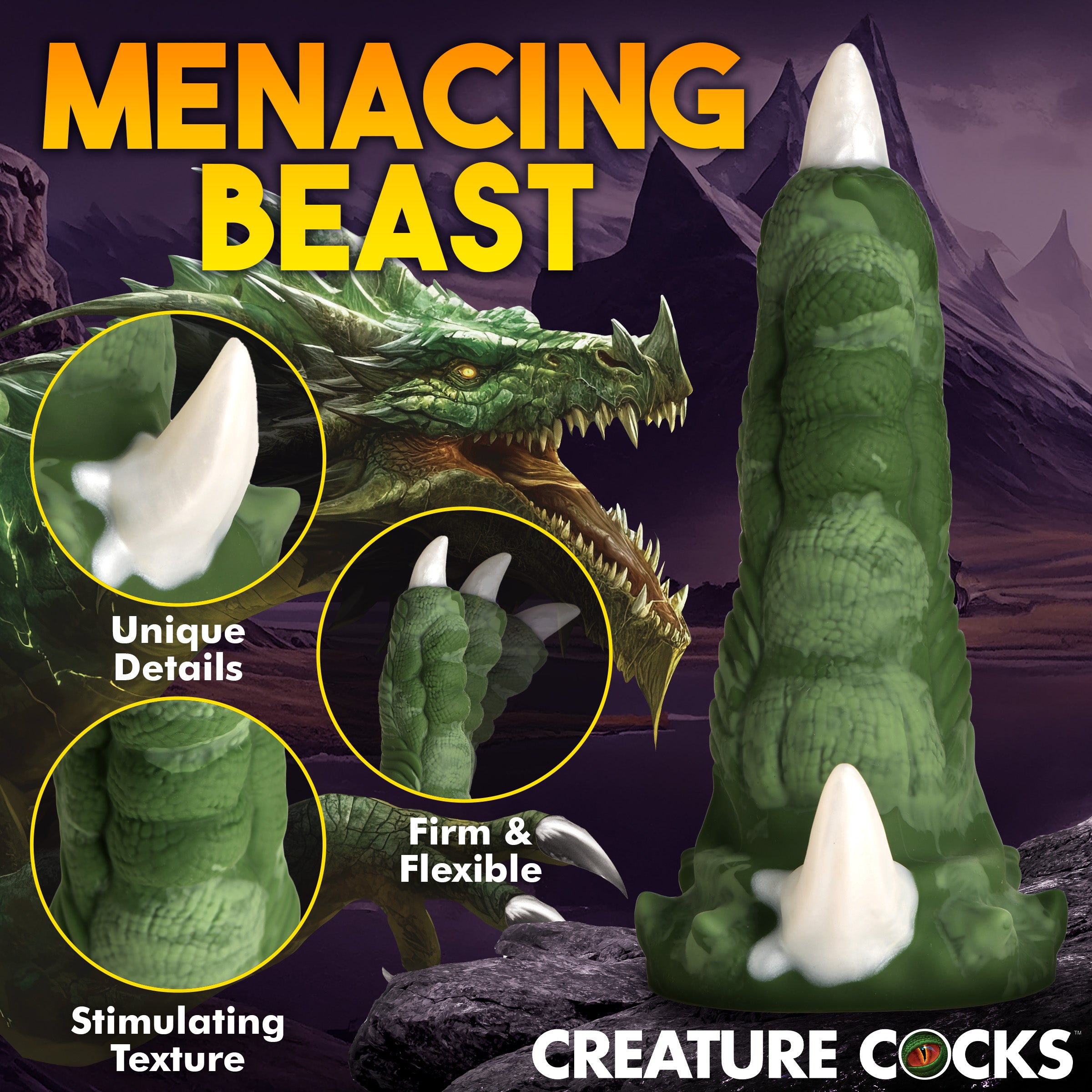 Creature Cocks Large Dragon Claw Silicone Dildo Green