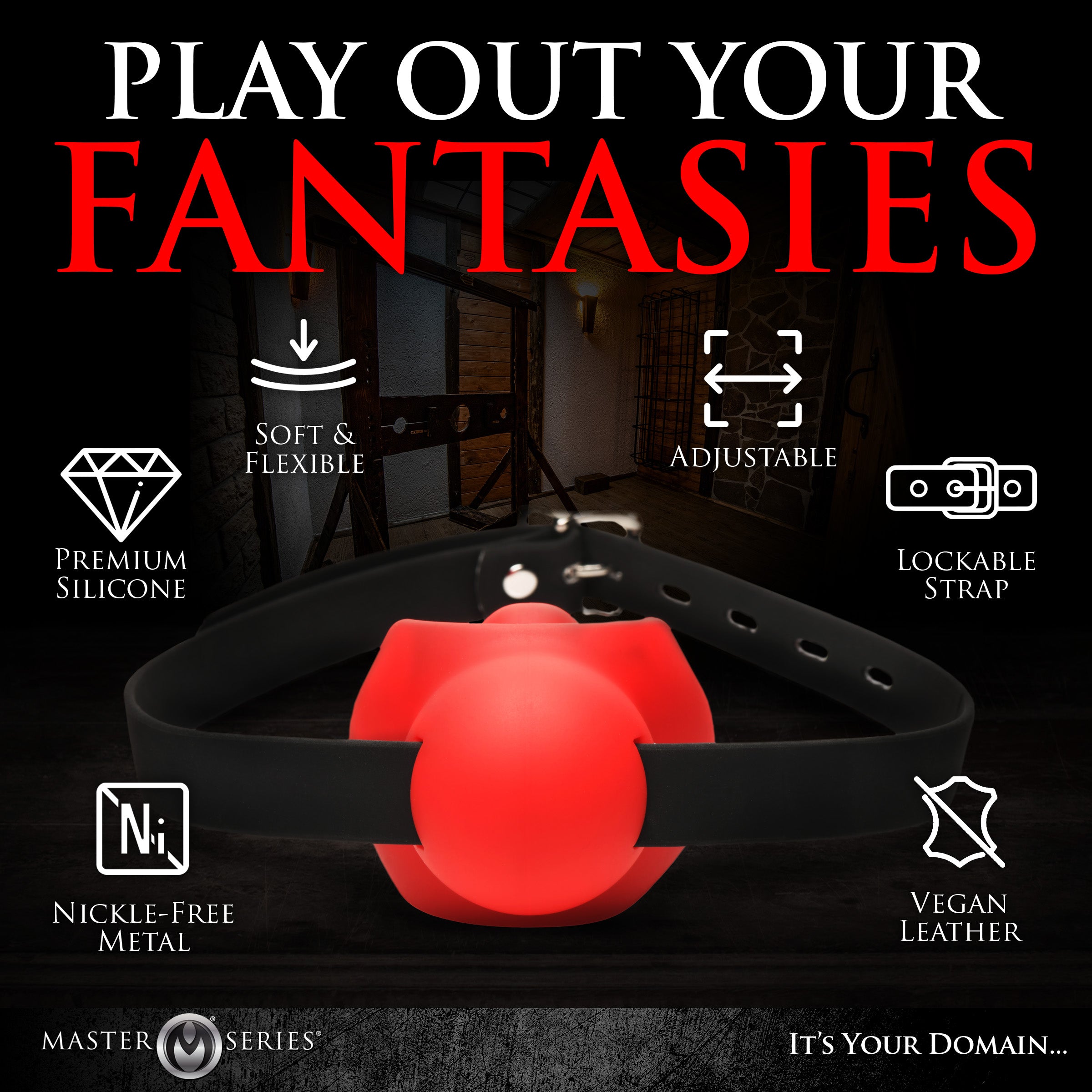 Master Series Gag Order Extreme Silicone Ball Gag Red