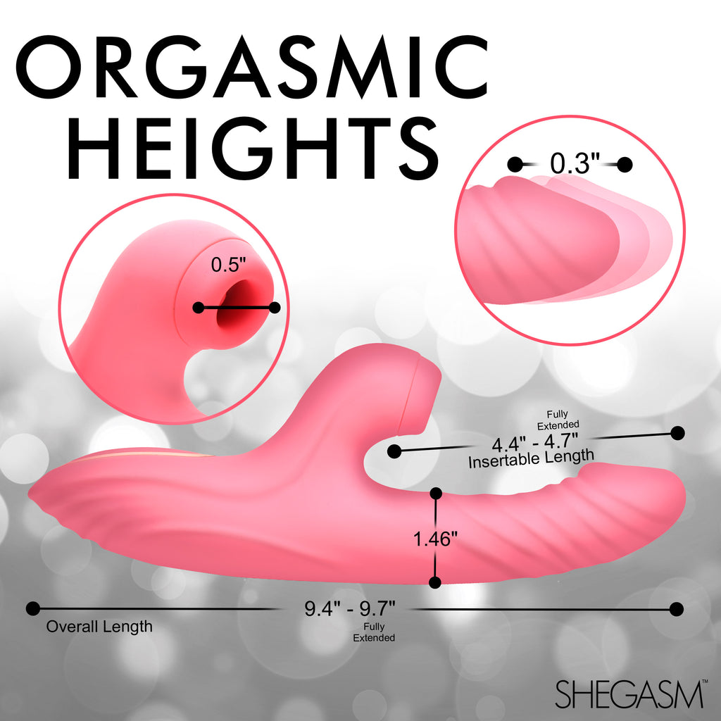Shegasm Candy-Thrust Silicone Thrusting and Sucking Rabbit Vibrator Pink