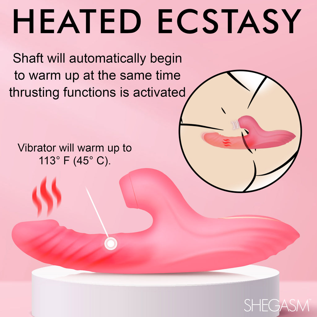 Shegasm Candy-Thrust Silicone Thrusting and Sucking Rabbit Vibrator Pink