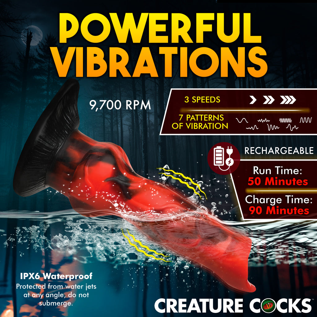 Creature Cocks Vibra Beast Vibrating Silicone Dildo Red