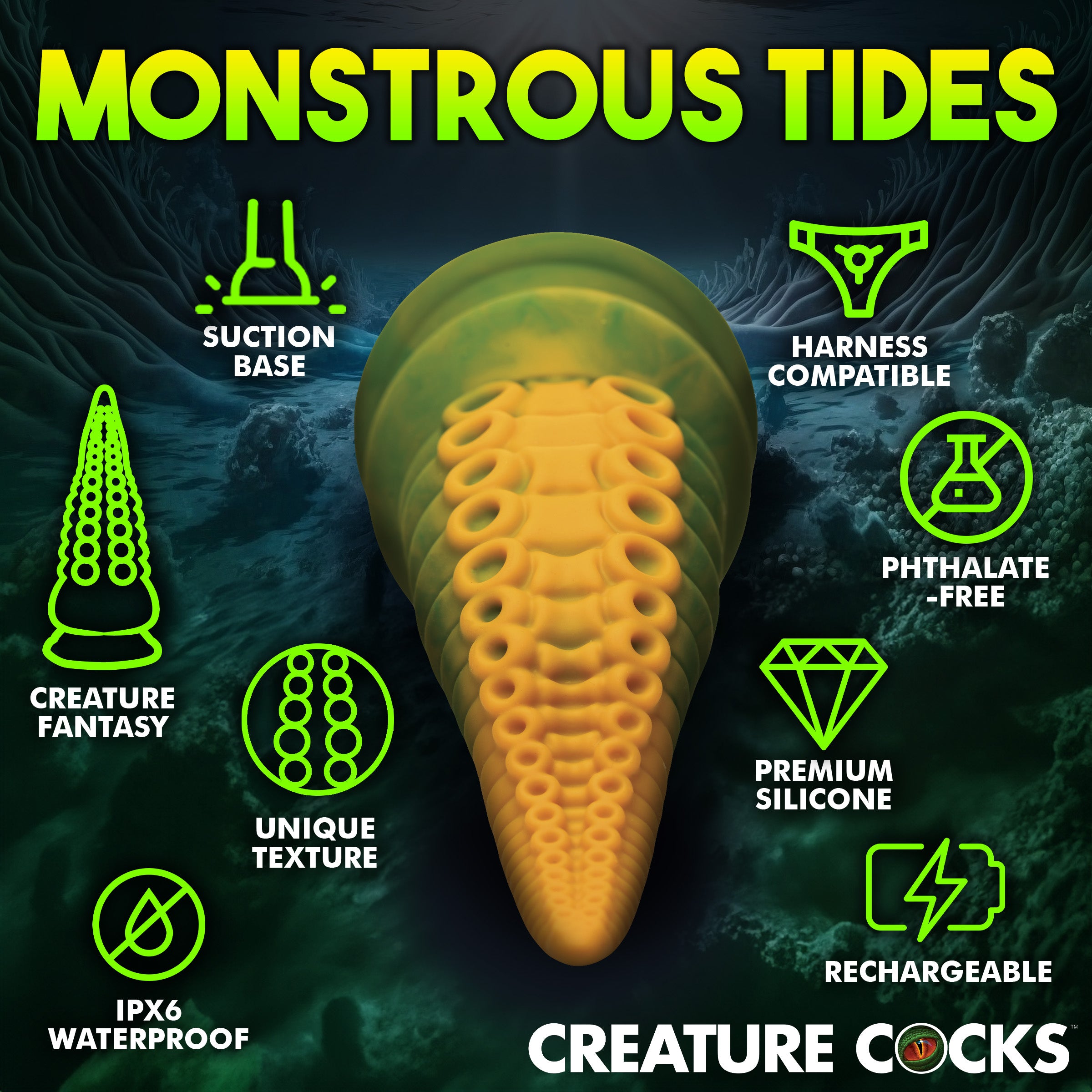 Creature Cocks Monstropus 2.0 Vibrating Tentacle Silicone Dildo Multi