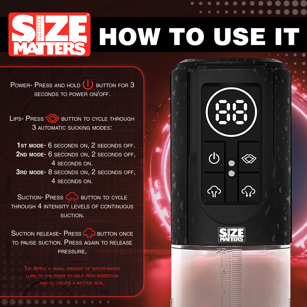 Size Matters Sucking Penis Pump with Digital Display Black