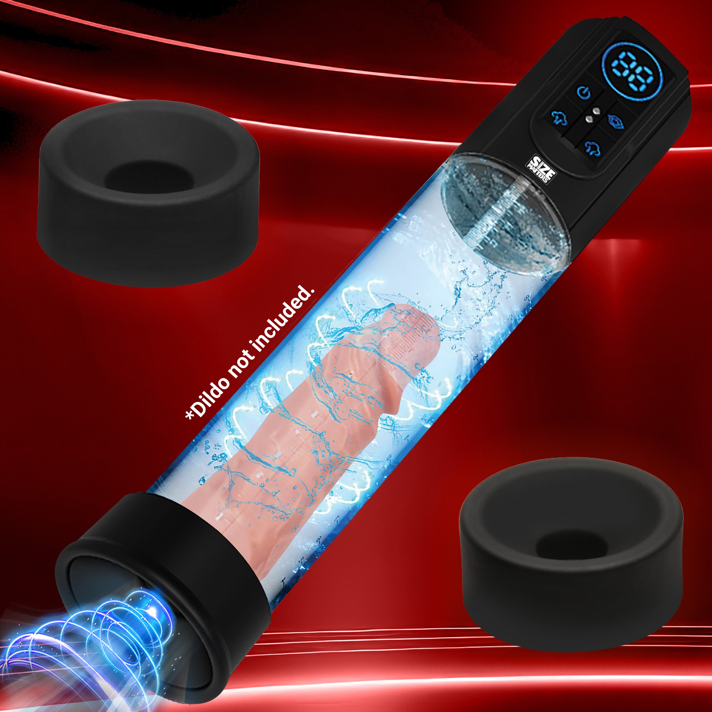 Size Matters Sucking Penis Pump with Digital Display Black
