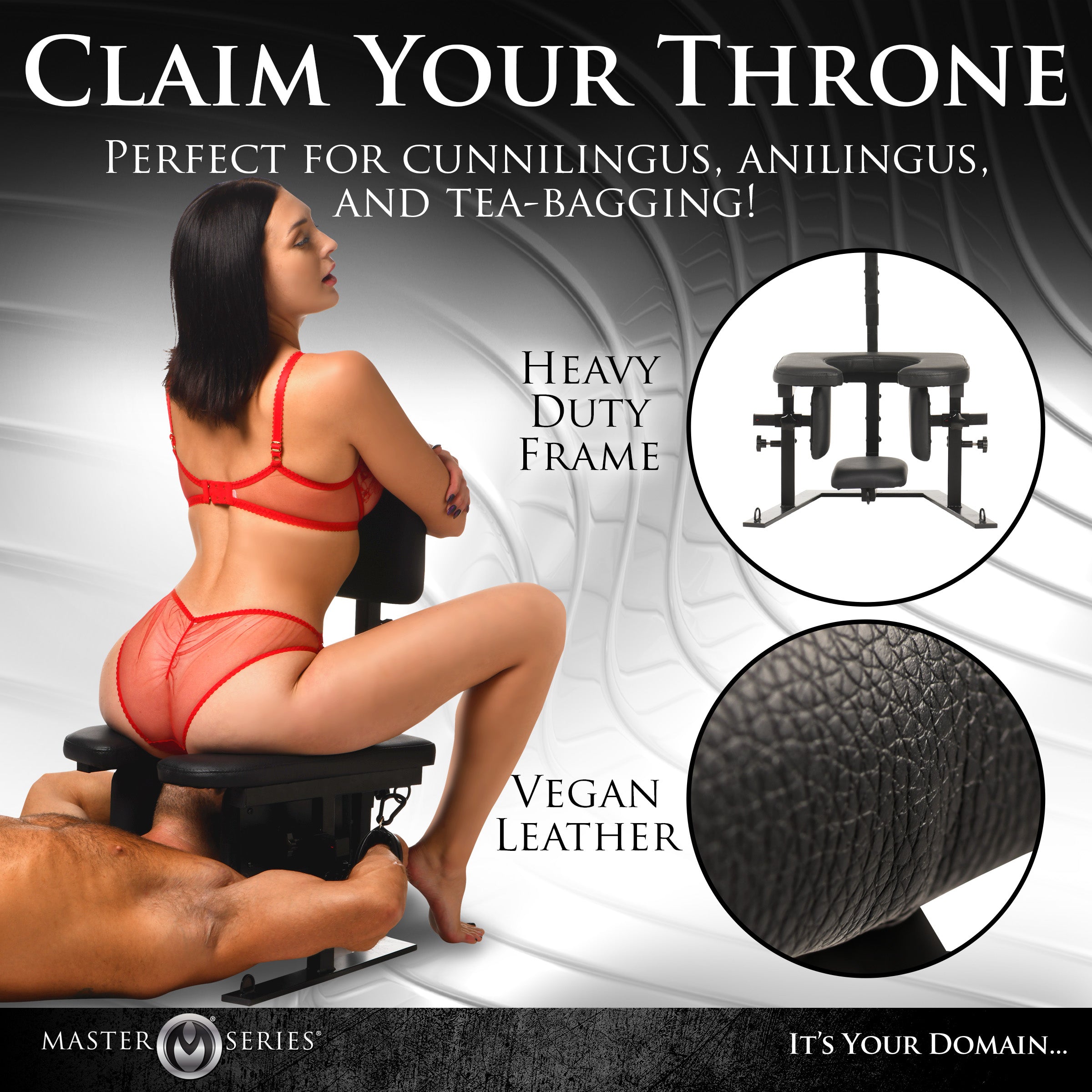Master Series Pleasure Throne Oral Sex Chair Black