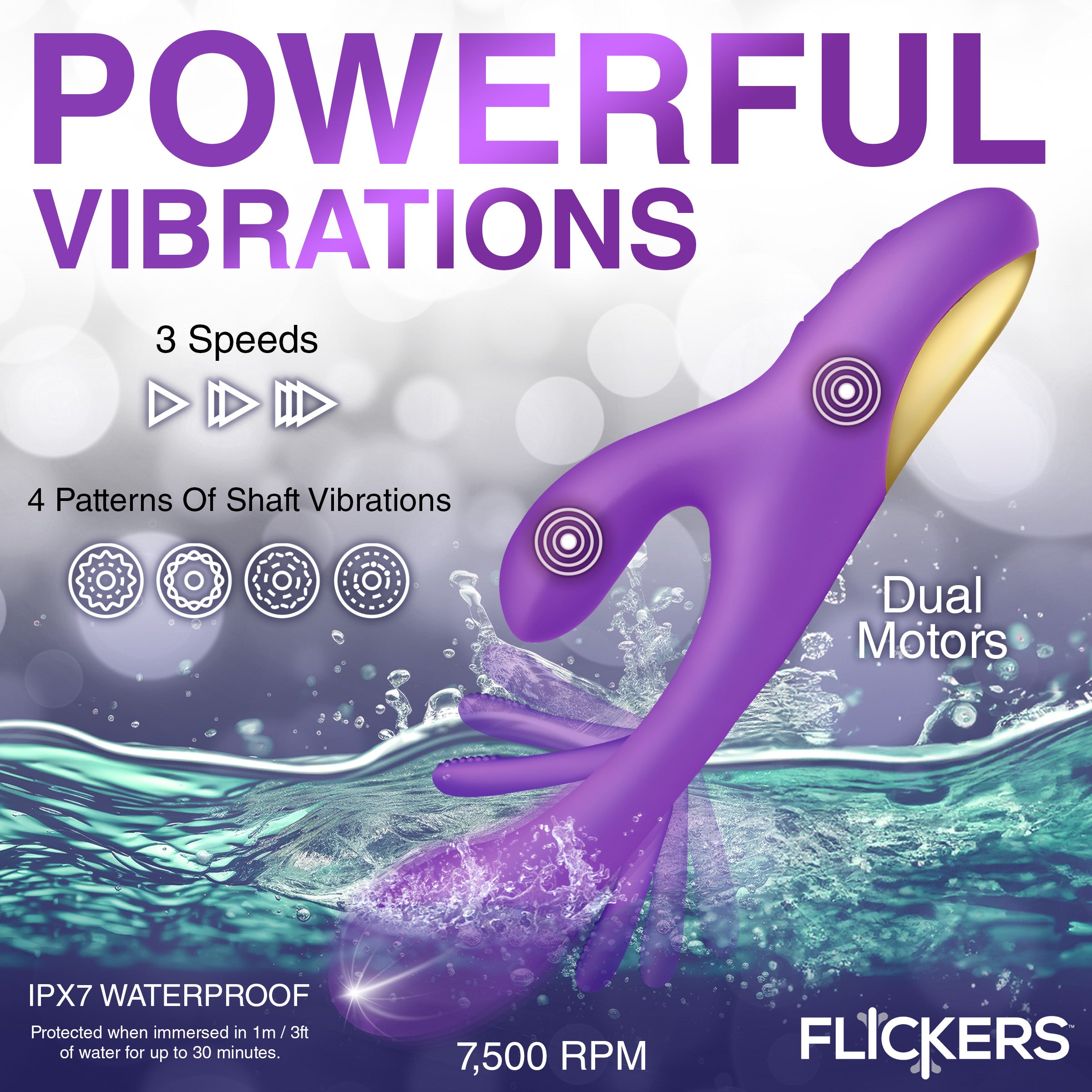 Inmi Tri Flick Silicone Flicking Rabbit Vibrator Purple