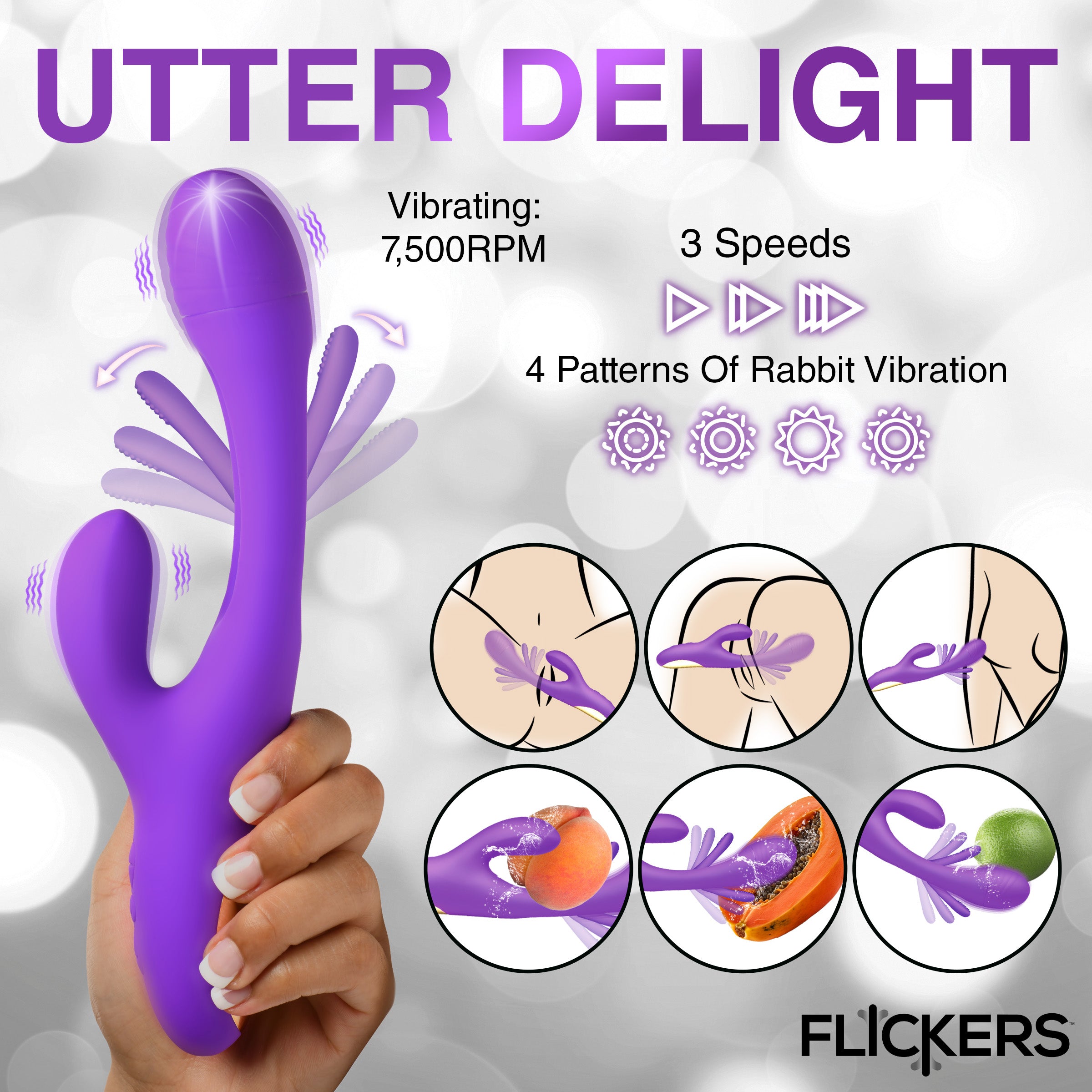 Inmi Tri Flick Silicone Flicking Rabbit Vibrator Purple