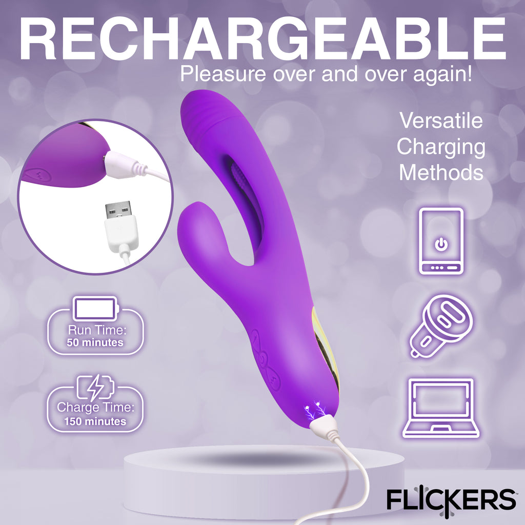 Inmi Tri Flick Silicone Flicking Rabbit Vibrator Purple