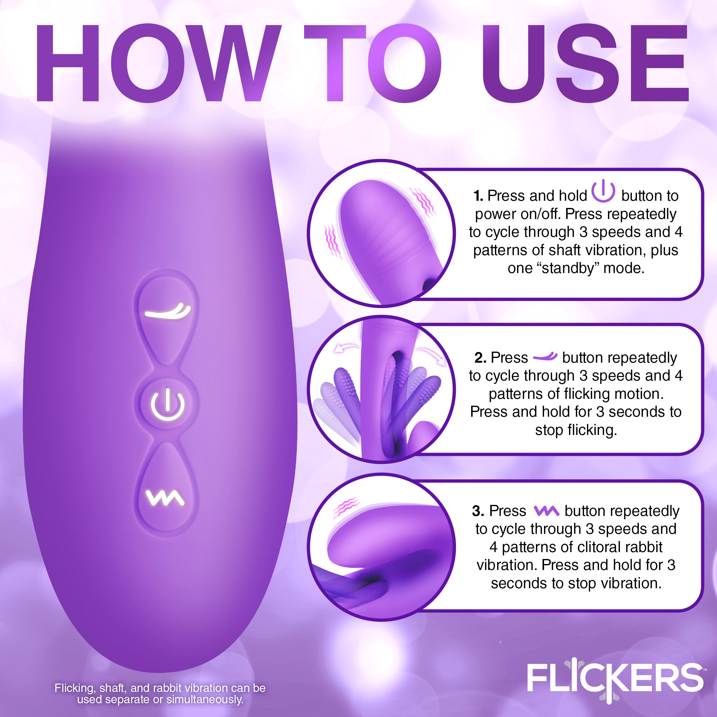 Inmi Tri Flick Silicone Flicking Rabbit Vibrator Purple