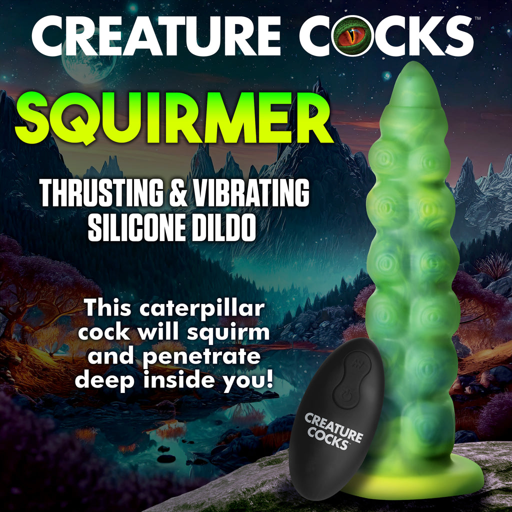 Creature Cocks Squirmer Thrusting and Vibrating Silicone Dildo Green