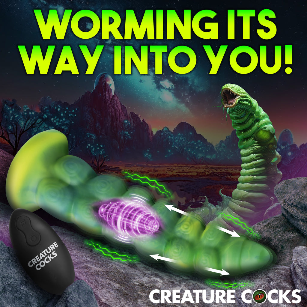 Creature Cocks Squirmer Thrusting and Vibrating Silicone Dildo Green