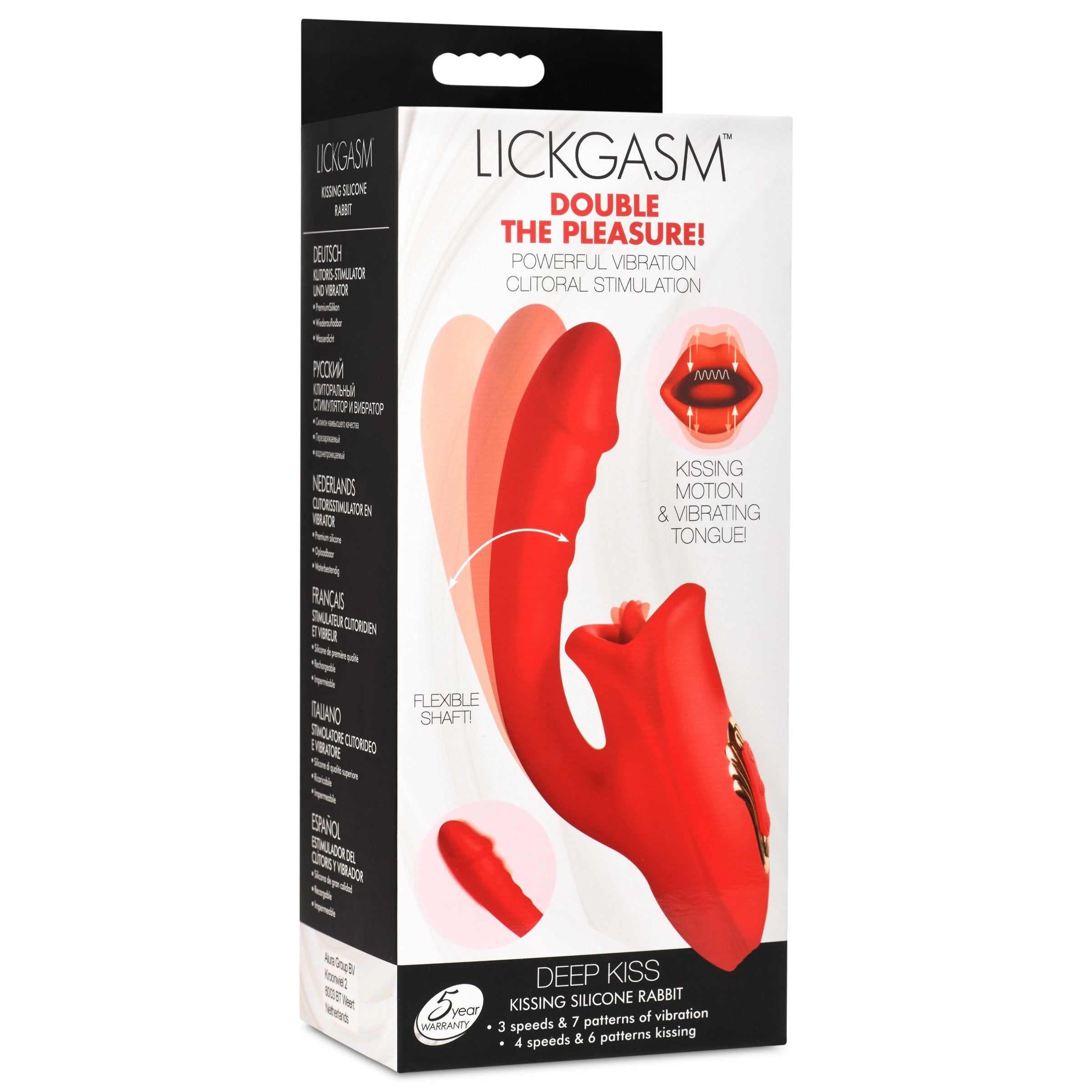 Lickgasm Deep Kiss Silicone Licking Rabbit Vibrator Red