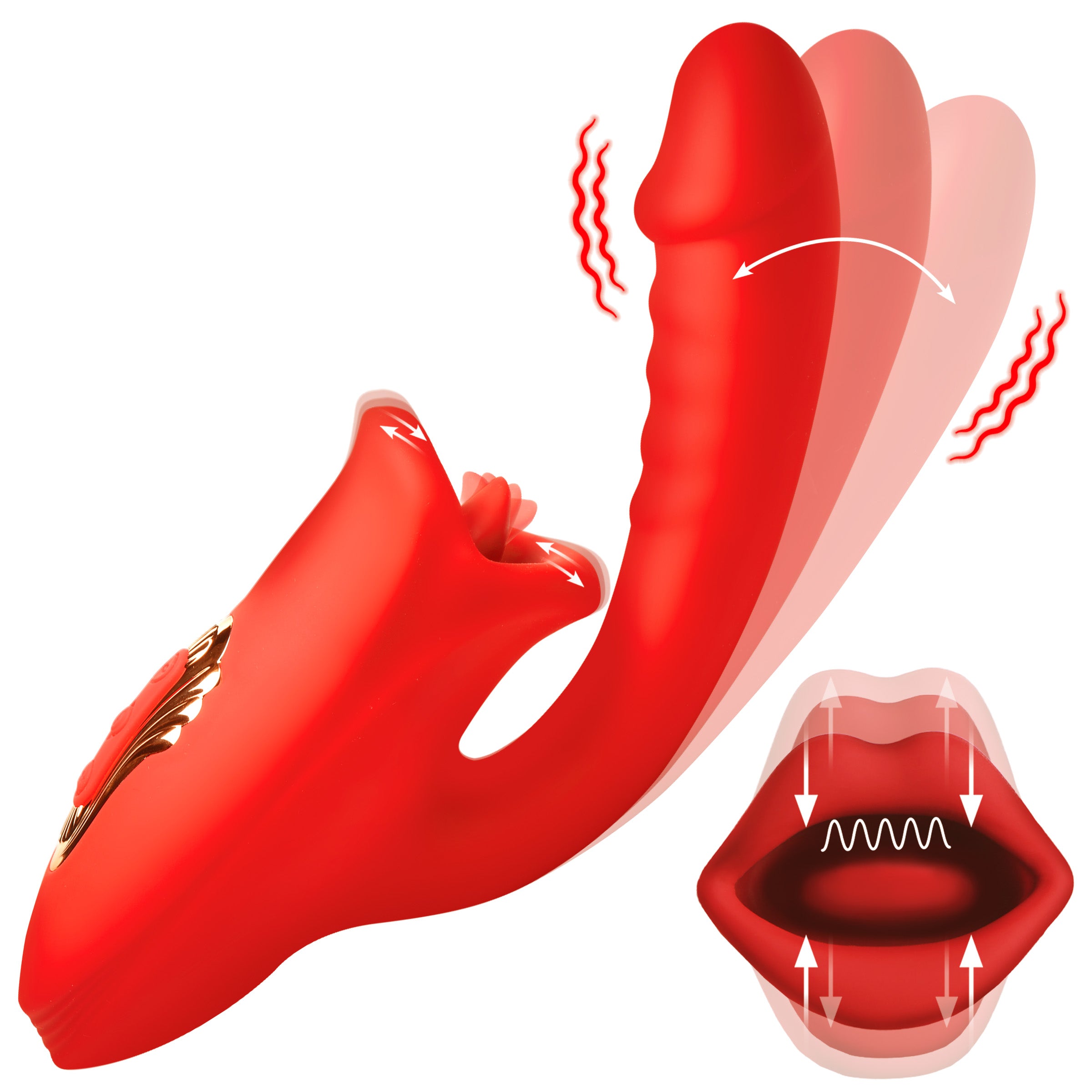 Lickgasm Deep Kiss Silicone Licking Rabbit Vibrator Red