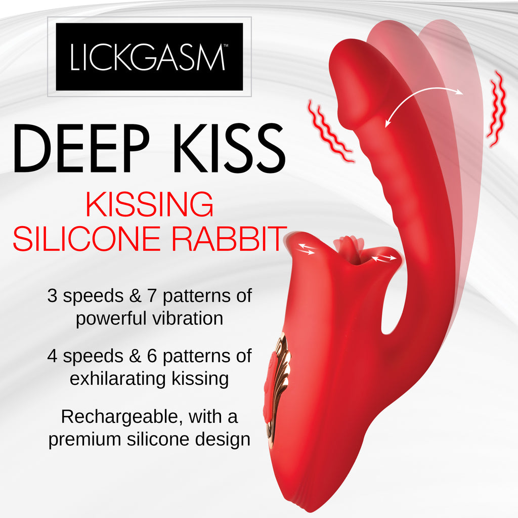 Lickgasm Deep Kiss Silicone Licking Rabbit Vibrator Red