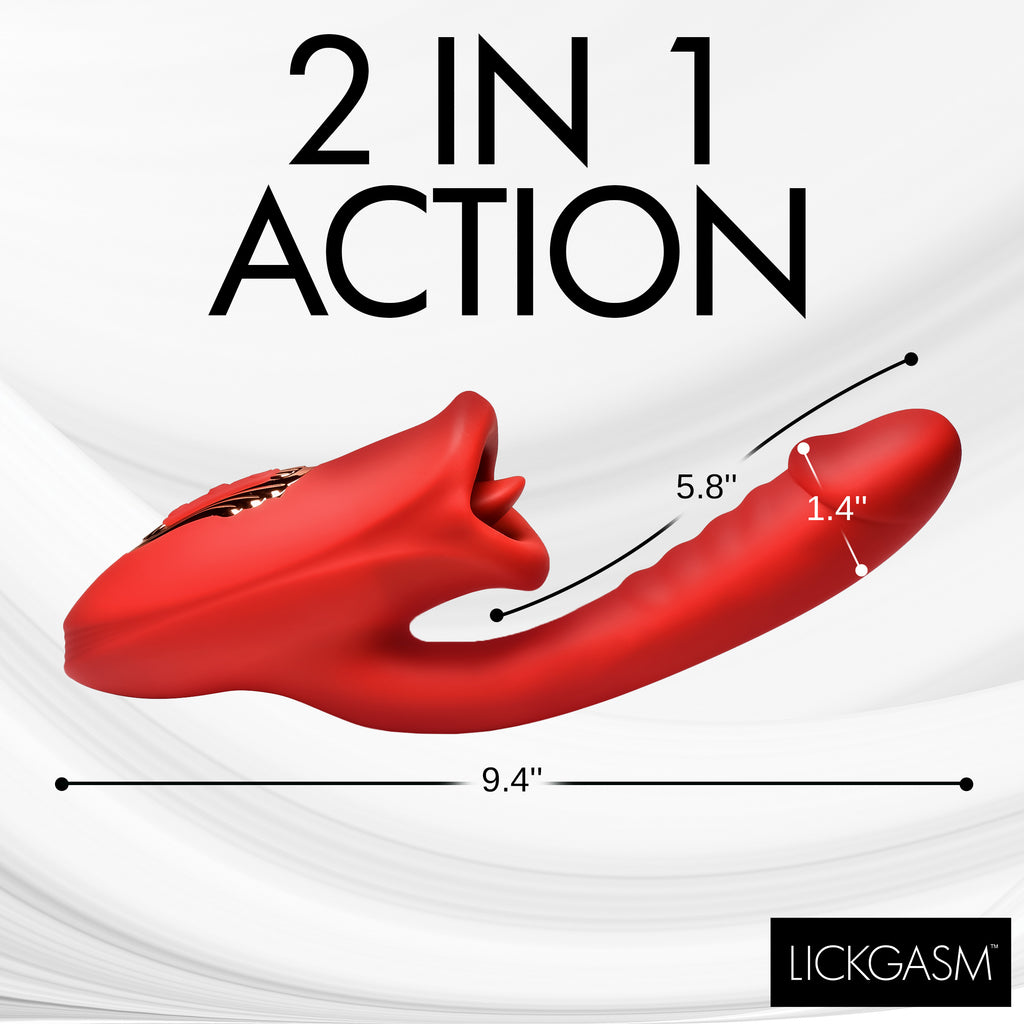 Lickgasm Deep Kiss Silicone Licking Rabbit Vibrator Red