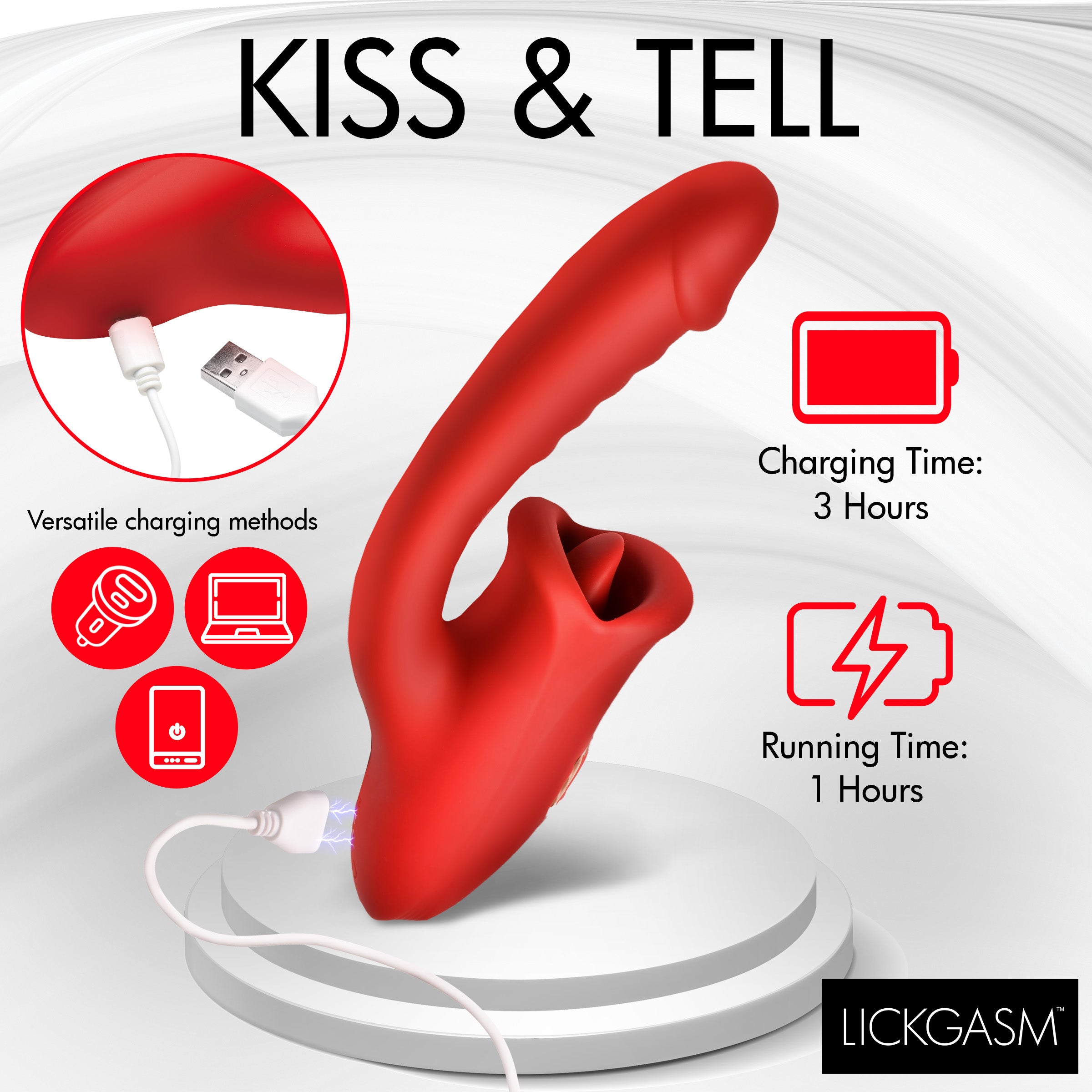 Lickgasm Deep Kiss Silicone Licking Rabbit Vibrator Red