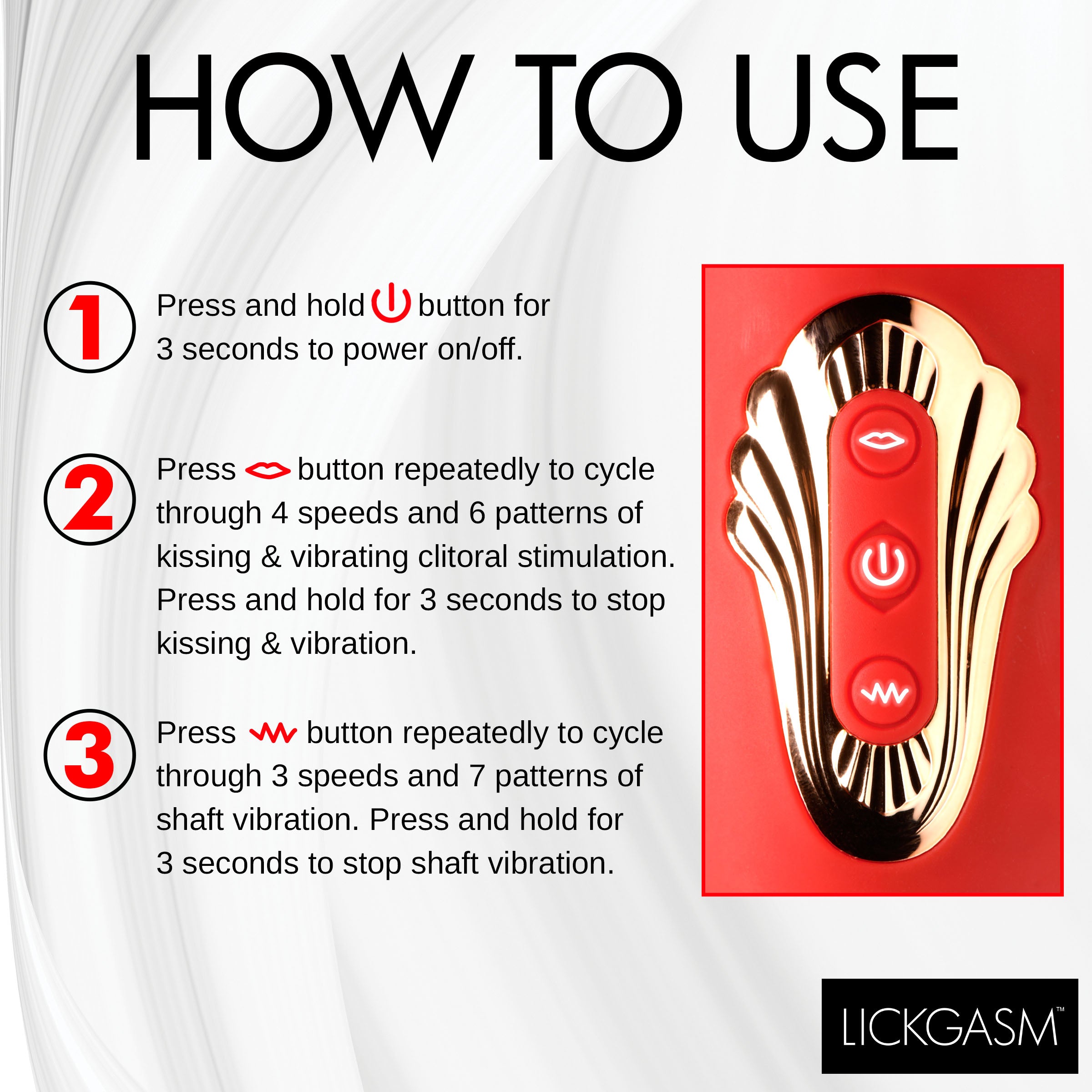 Lickgasm Deep Kiss Silicone Licking Rabbit Vibrator Red