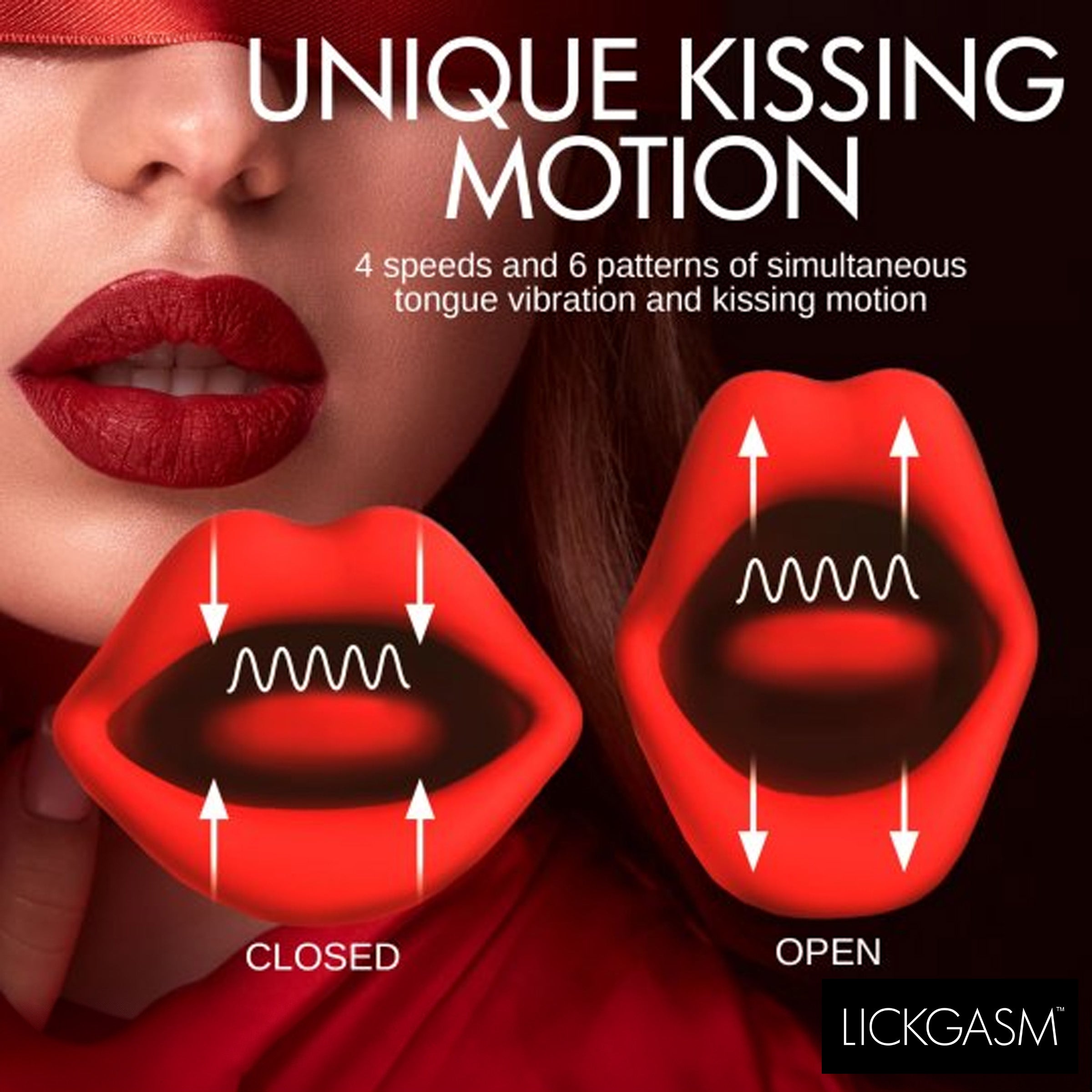 Lickgasm Magic Kiss Clitoral Stimulator with Thrusting Vibrator Red