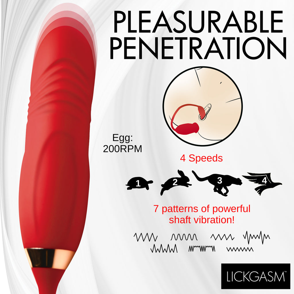 Lickgasm Magic Kiss Clitoral Stimulator with Thrusting Vibrator Red