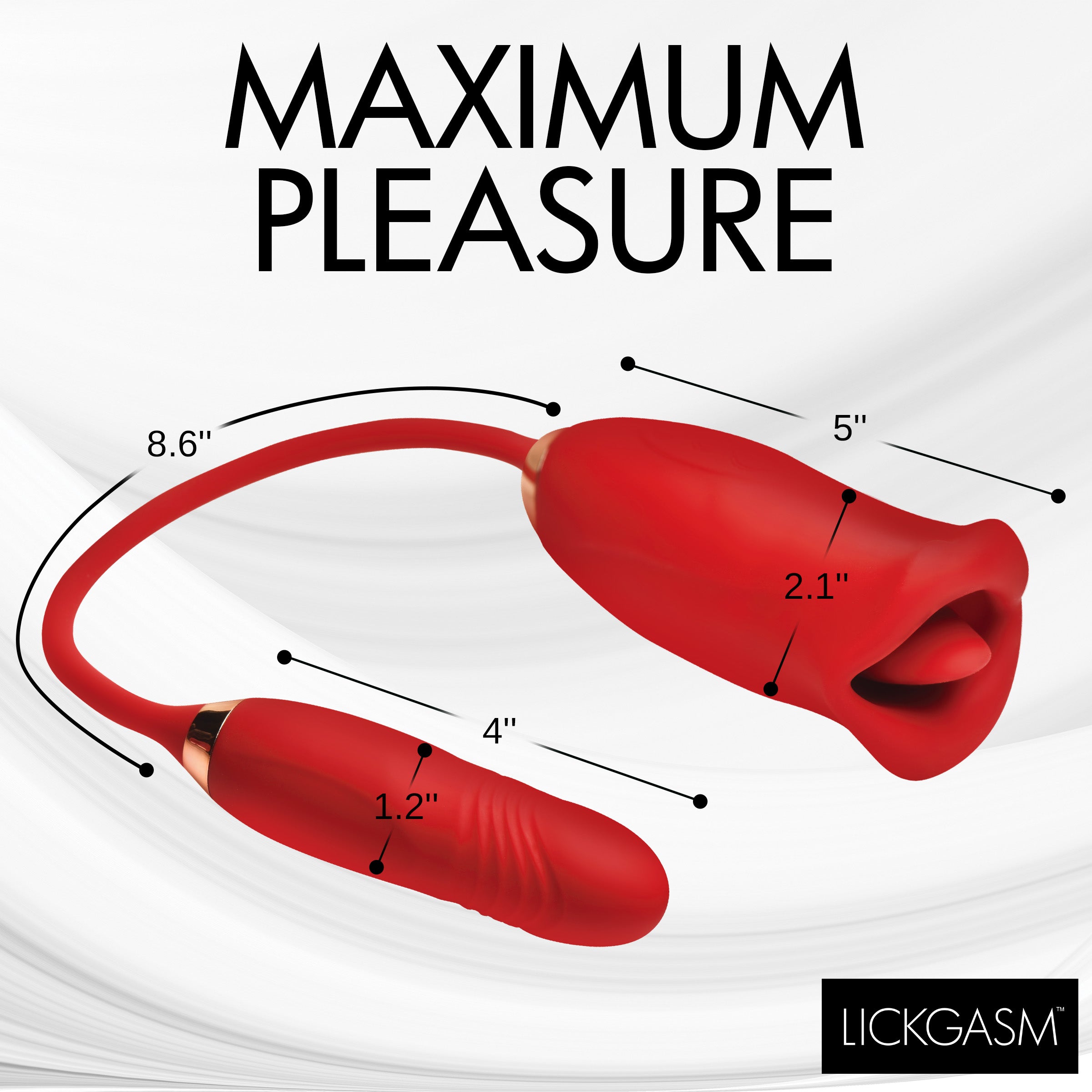 Lickgasm Magic Kiss Clitoral Stimulator with Thrusting Vibrator Red