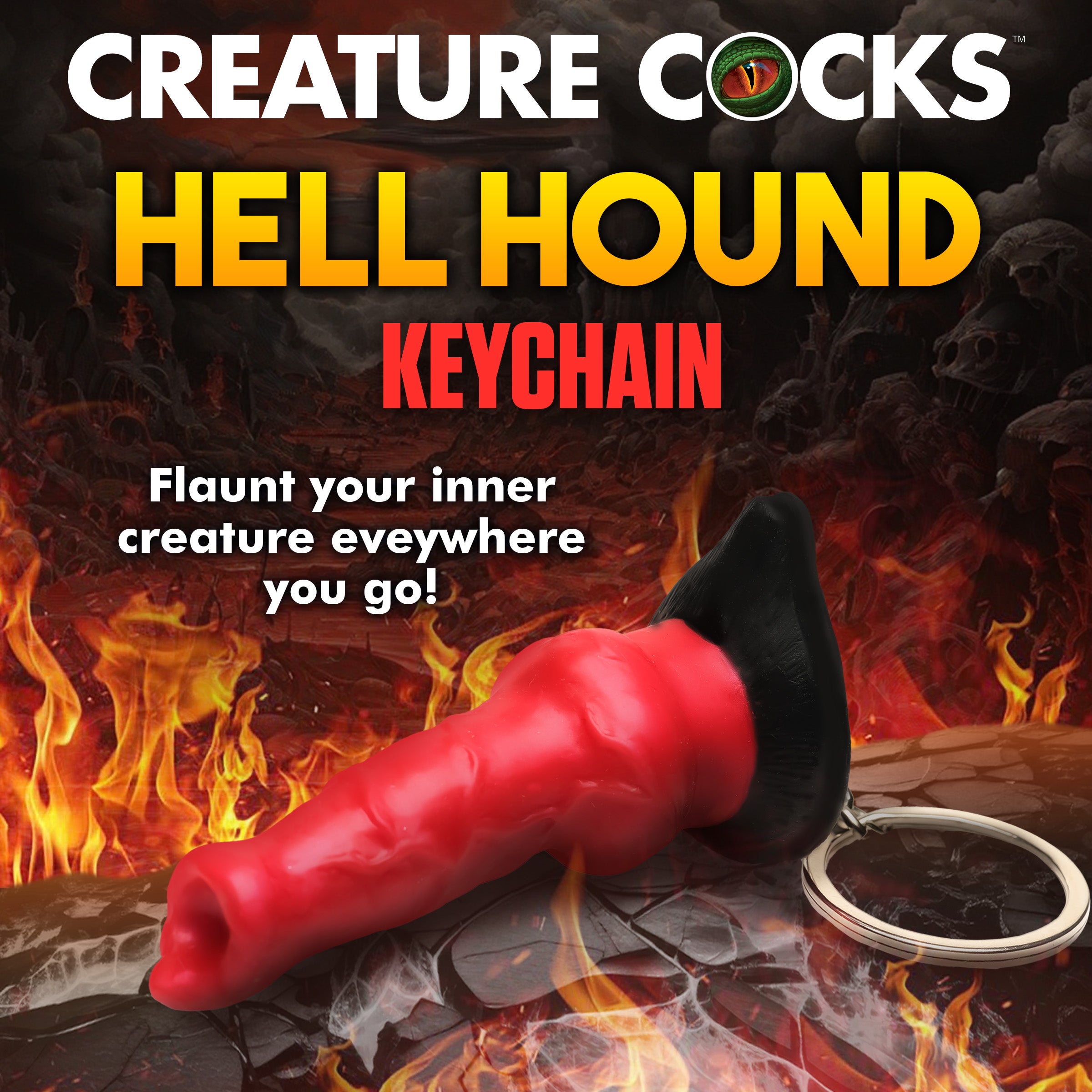 Creature Cocks Hell Hound Mini Dildo Key Chain Red