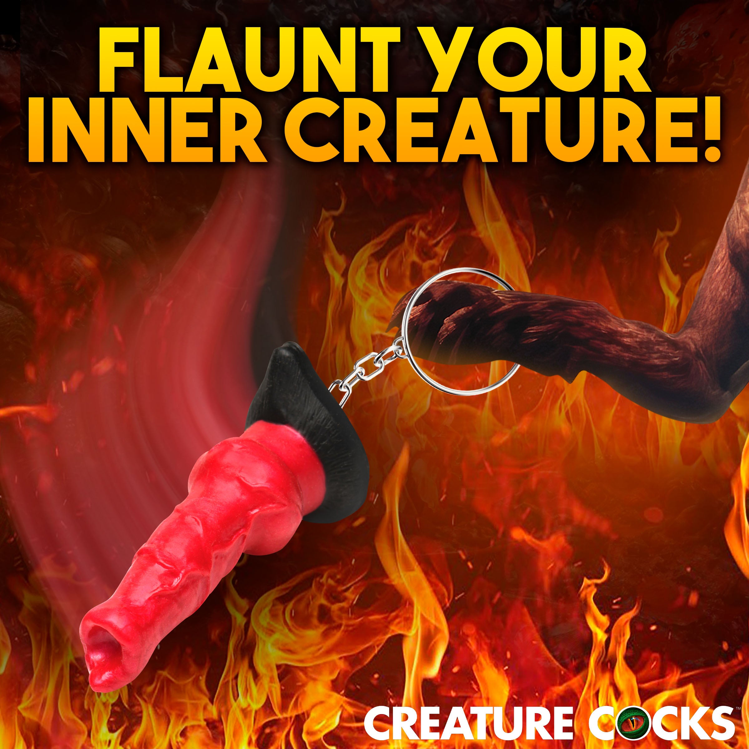 Creature Cocks Hell Hound Mini Dildo Key Chain Red